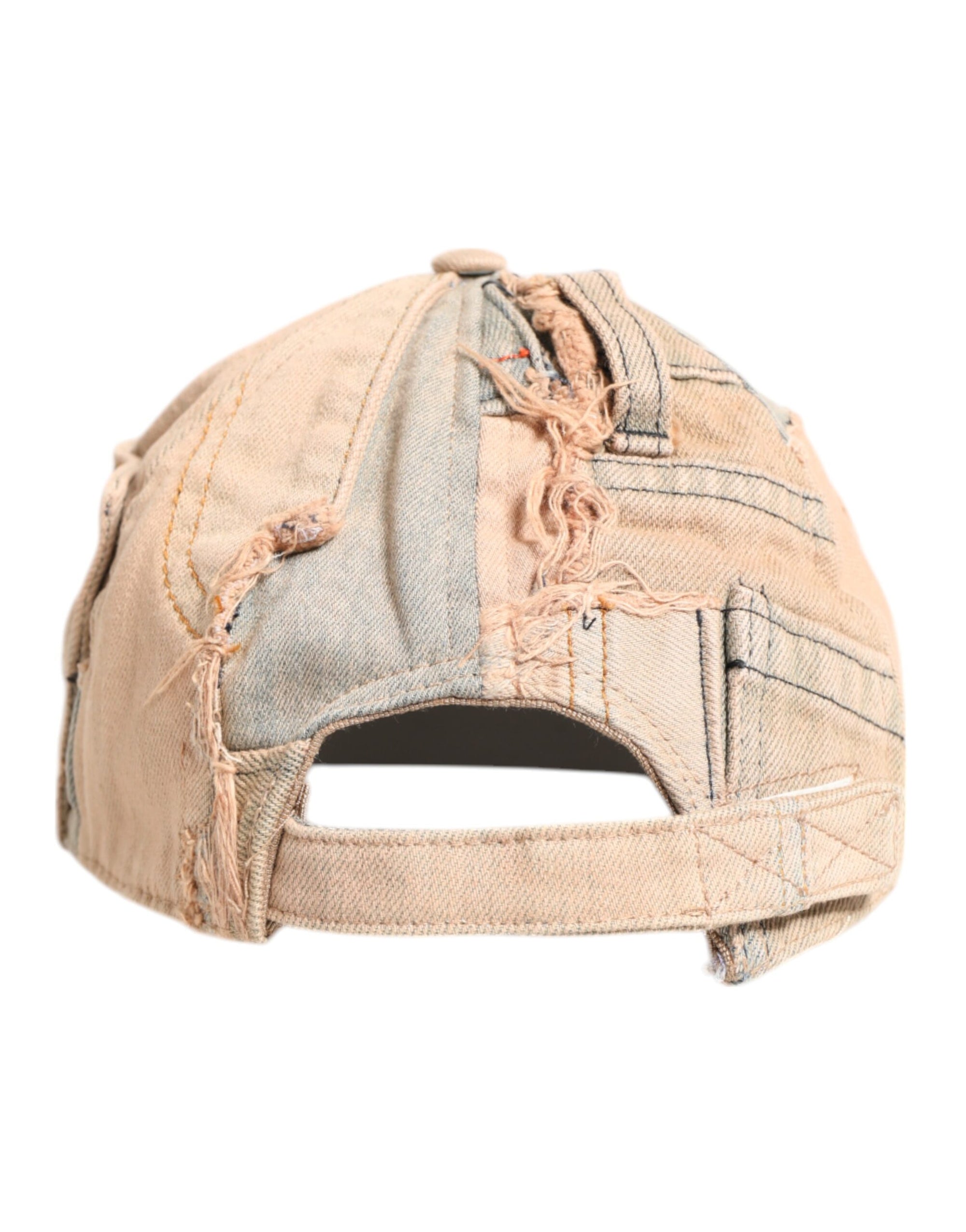 Dolce &amp; Gabbana Beige Tattered Cotton 6 Panels Baseball Cap
