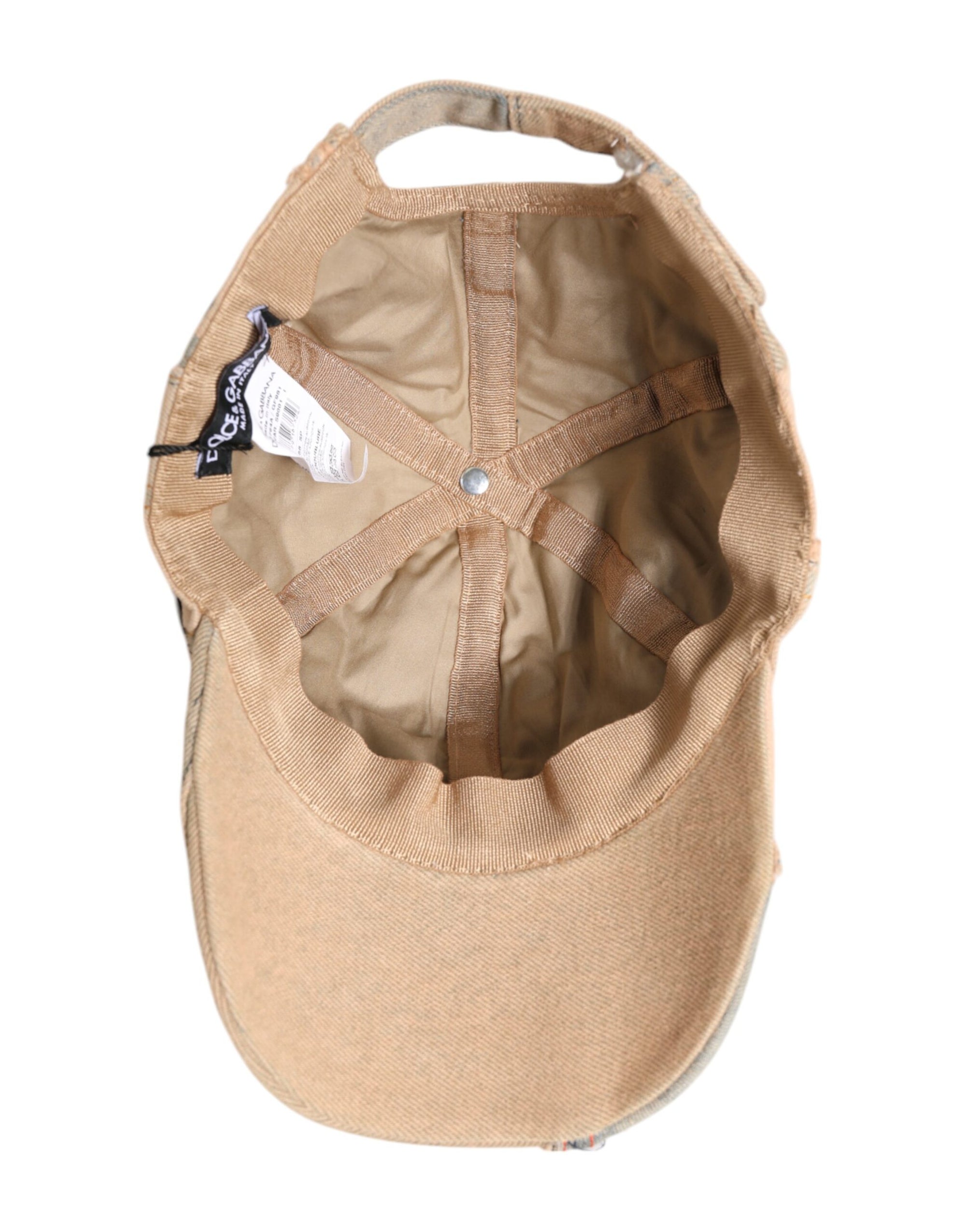 Dolce &amp; Gabbana Beige Tattered Cotton 6 Panels Baseball Cap