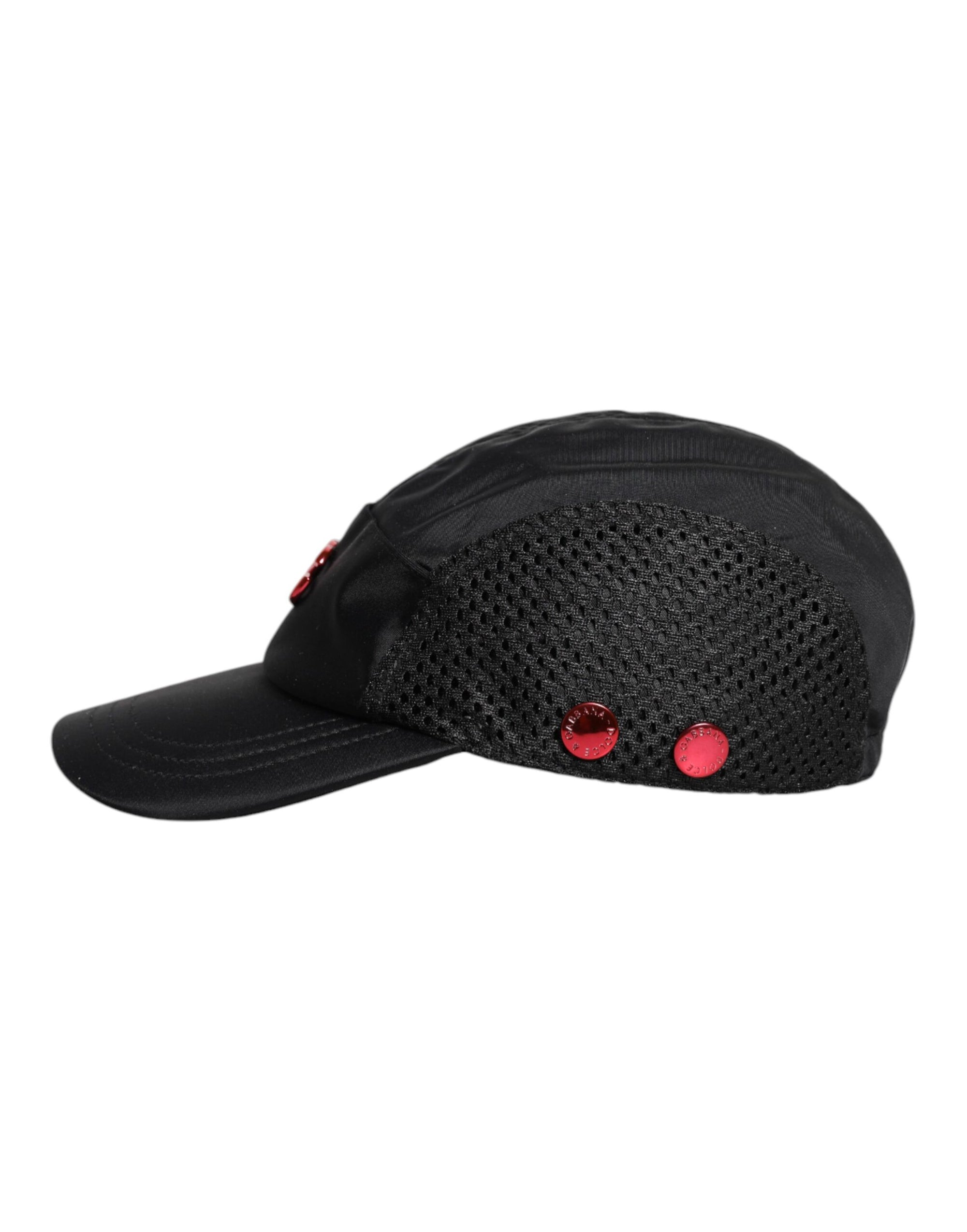 Dolce &amp; Gabbana Black Nylon Logo 6 Panels Baseball Cap