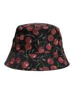Dolce &amp; Gabbana Black Cotton Printed Wide Brim Bucket Hat