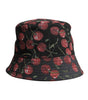 Dolce &amp; Gabbana Black Cotton Printed Wide Brim Bucket Hat