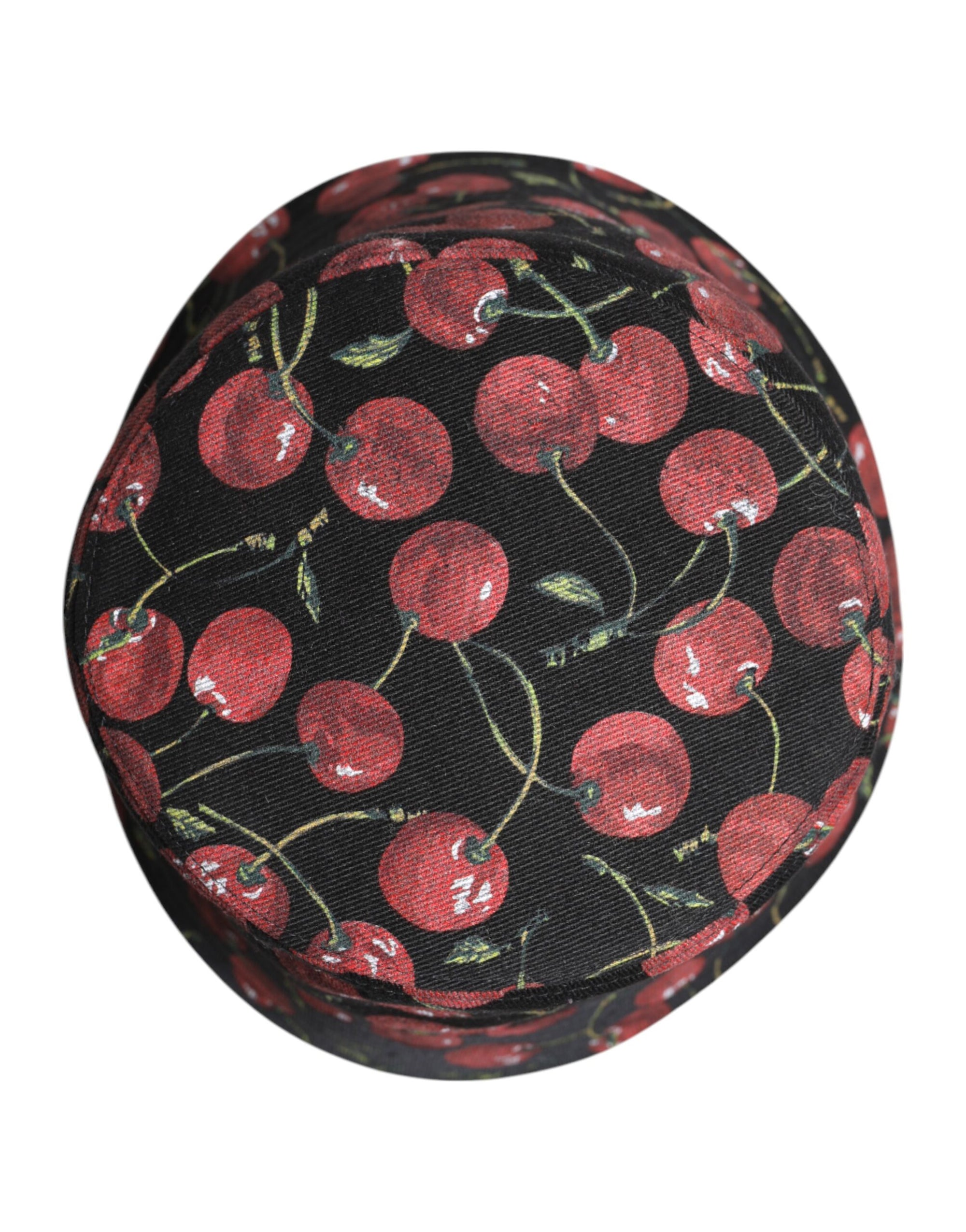 Dolce &amp; Gabbana Black Cotton Printed Wide Brim Bucket Hat