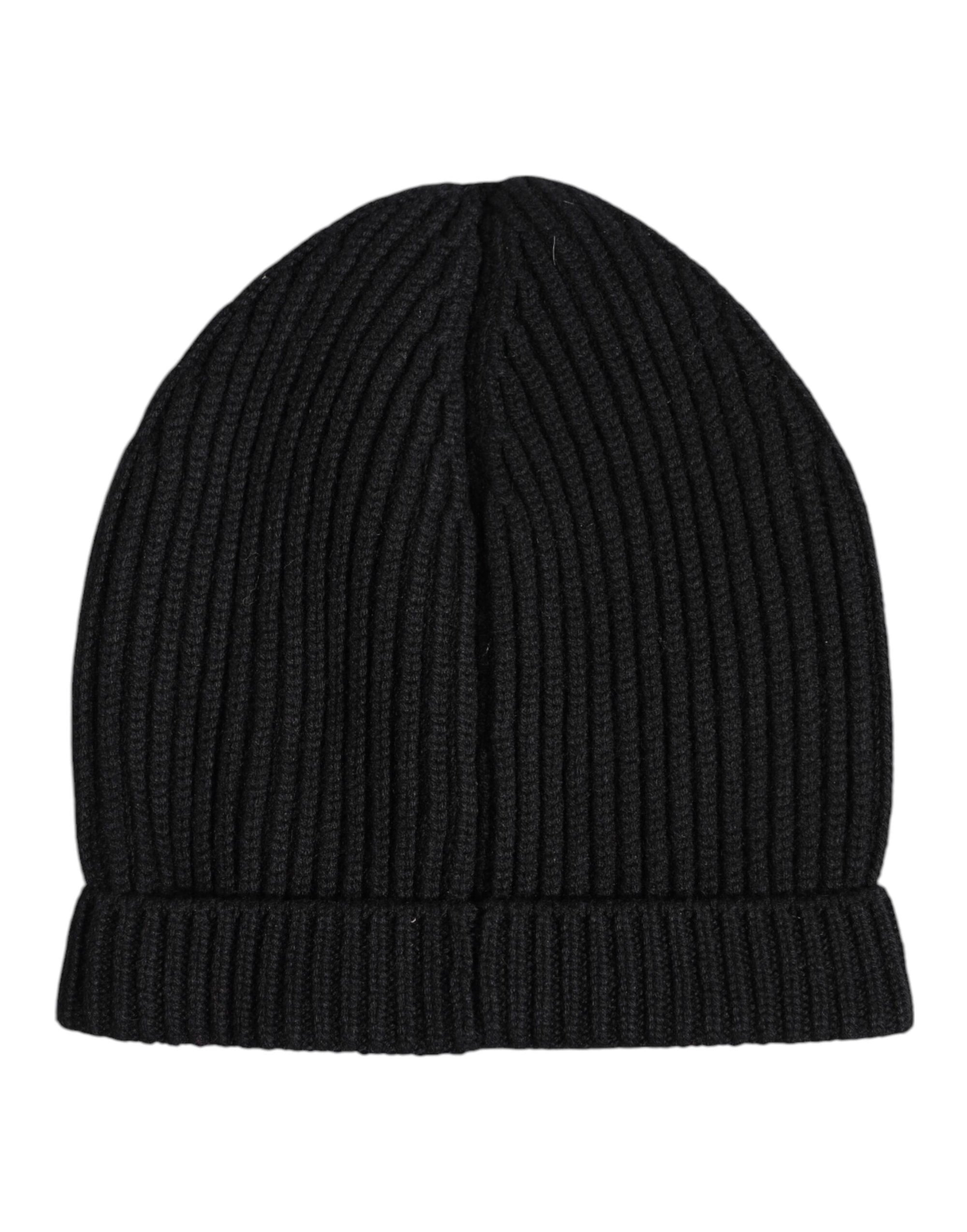 Bonnet d'hiver tricoté en cachemire noir Dolce &amp; Gabbana