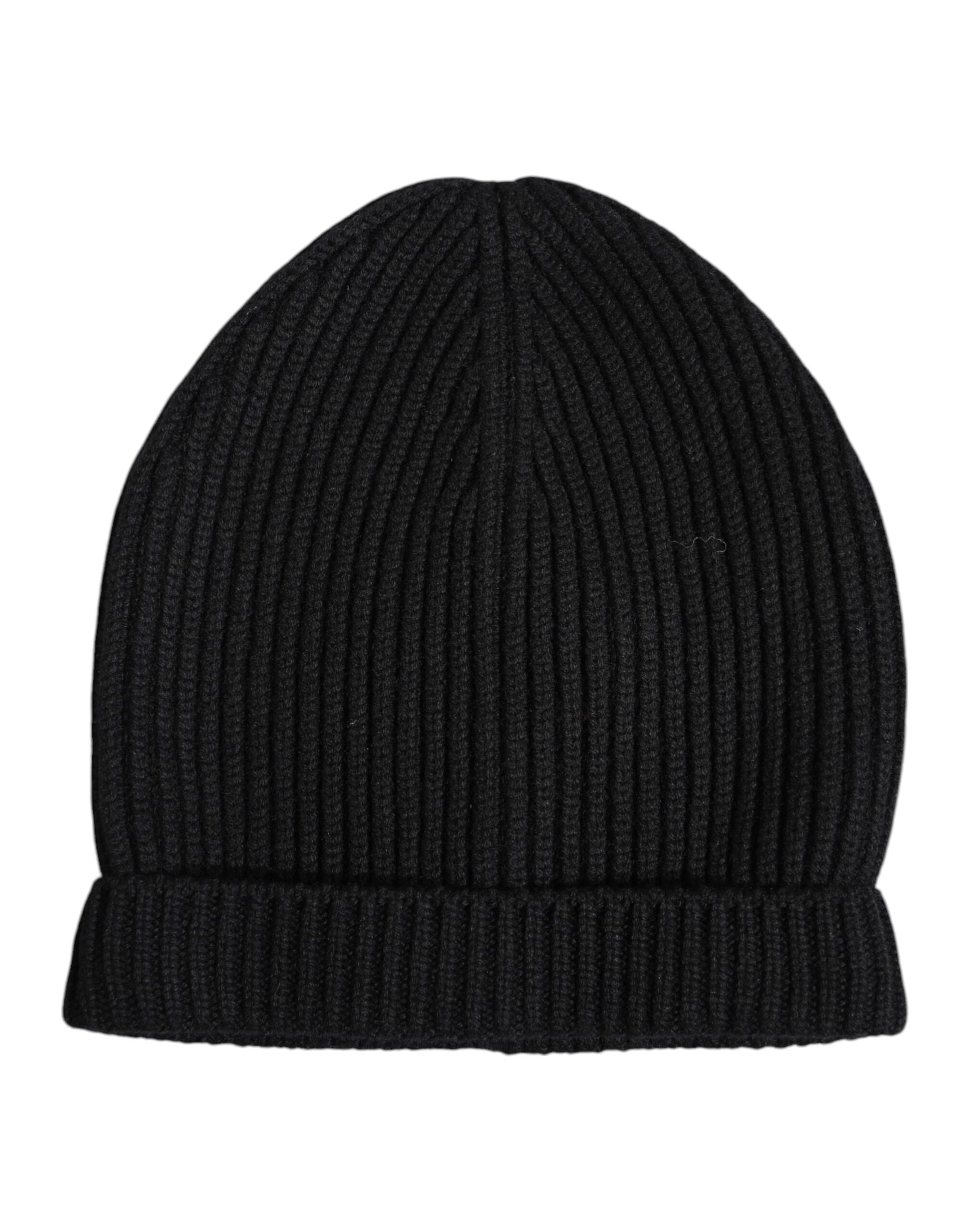 Bonnet d'hiver tricoté en cachemire noir Dolce &amp; Gabbana