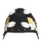 Chapeau cloche Dolce &amp; Gabbana en laine noire à fleurs blanches et feuilles d'or