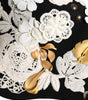 Chapeau cloche Dolce &amp; Gabbana en laine noire à fleurs blanches et feuilles d'or