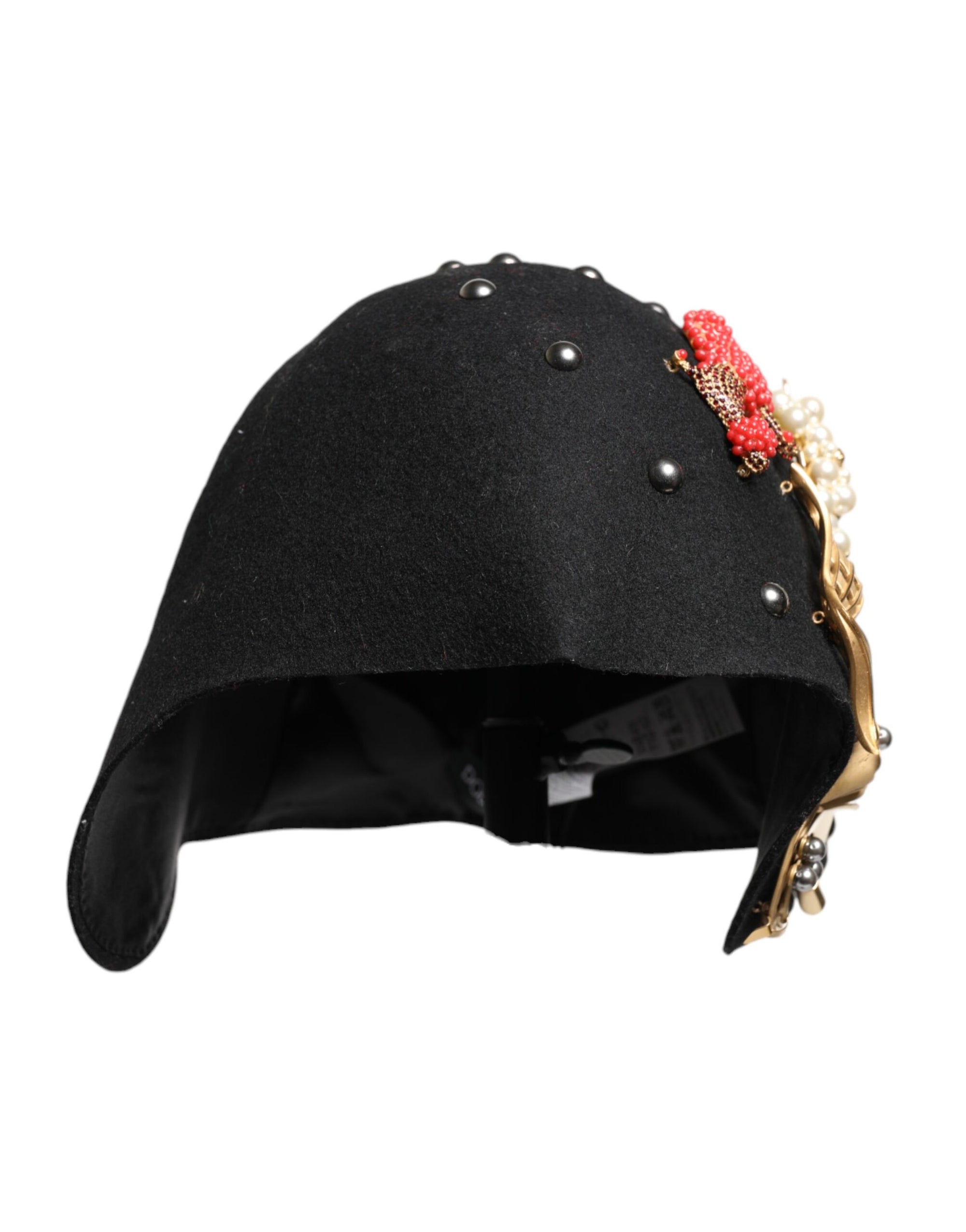 Chapeau cloche Dolce &amp; Gabbana en laine noire à ornements multicolores