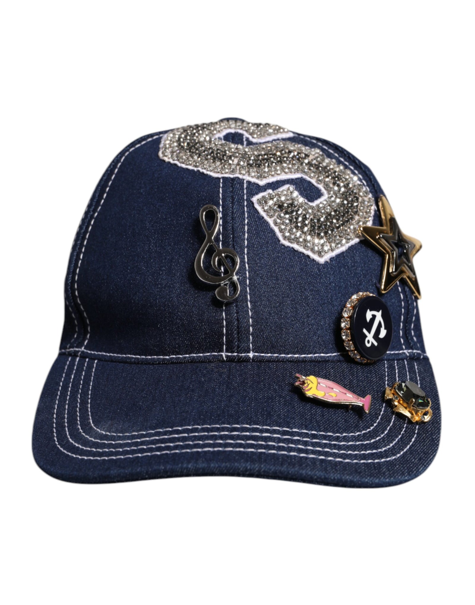 Casquette de baseball Dolce &amp; Gabbana ornée de cristaux bleus