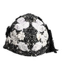 Chapeau cloche Dolce &amp; Gabbana en laine noire à fleurs blanches