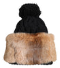 Bonnet d'hiver en fourrure de lapin véritable teintée noir et marron Dolce &amp; Gabbana