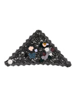 Chapeau en voile de coton à appliques florales en dentelle noire Dolce &amp; Gabbana