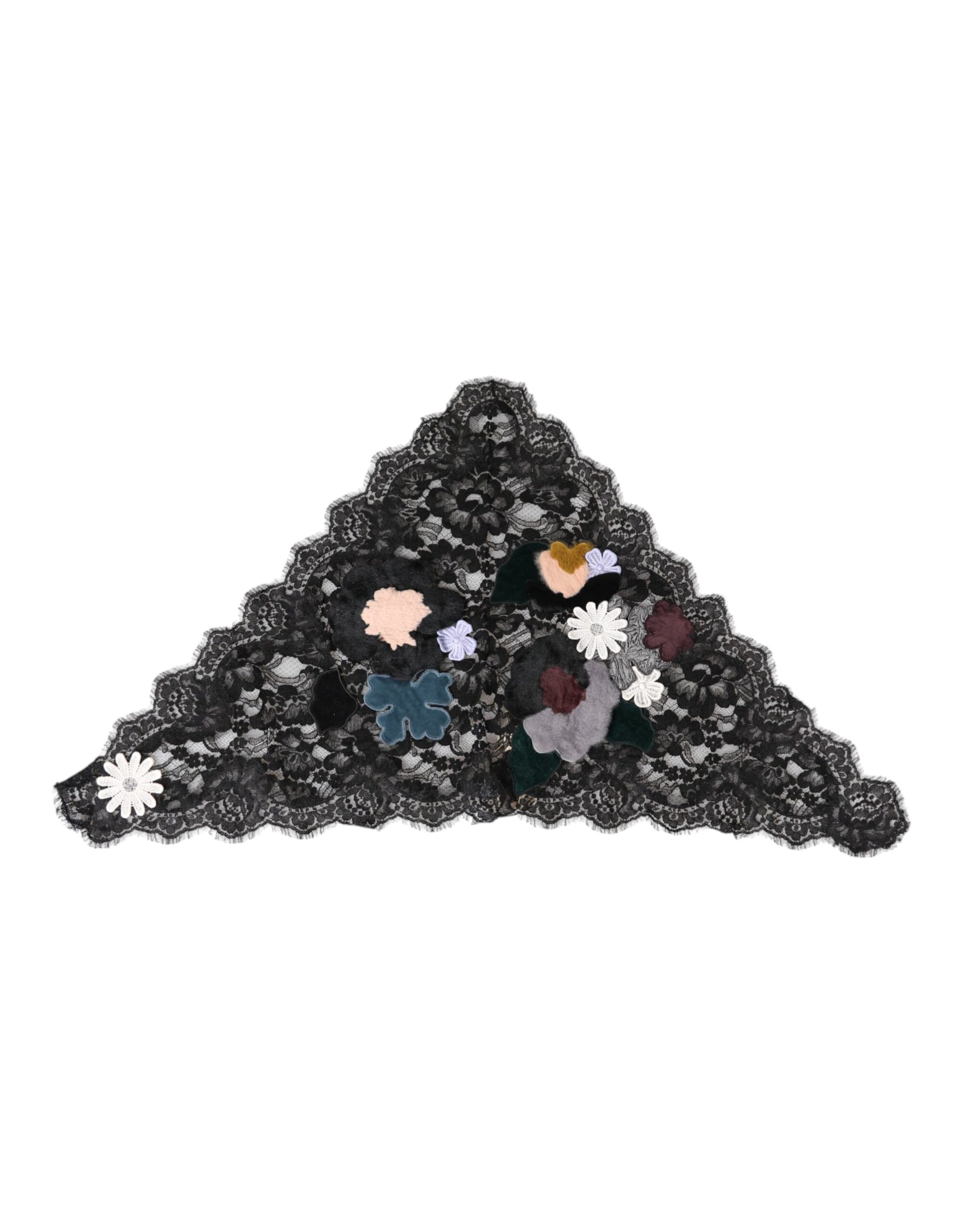 Chapeau en voile de coton à appliques florales en dentelle noire Dolce &amp; Gabbana