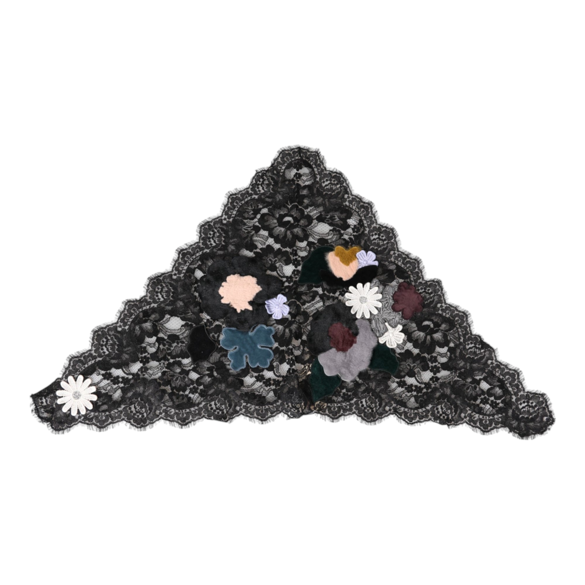 Chapeau en voile de coton à appliques florales en dentelle noire Dolce &amp; Gabbana