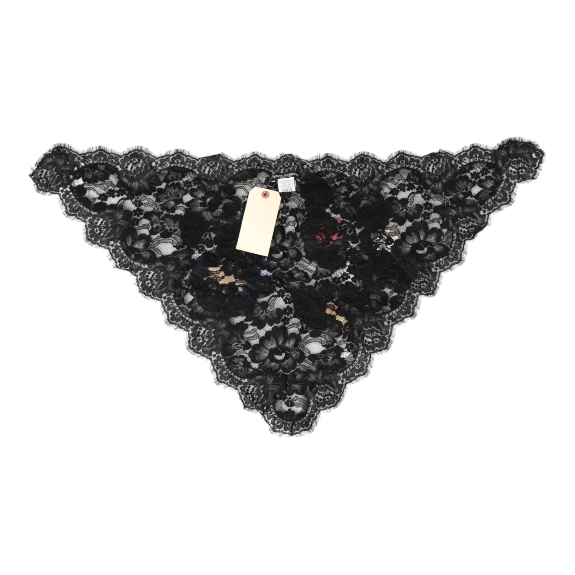 Chapeau en voile de coton à appliques florales en dentelle noire Dolce &amp; Gabbana