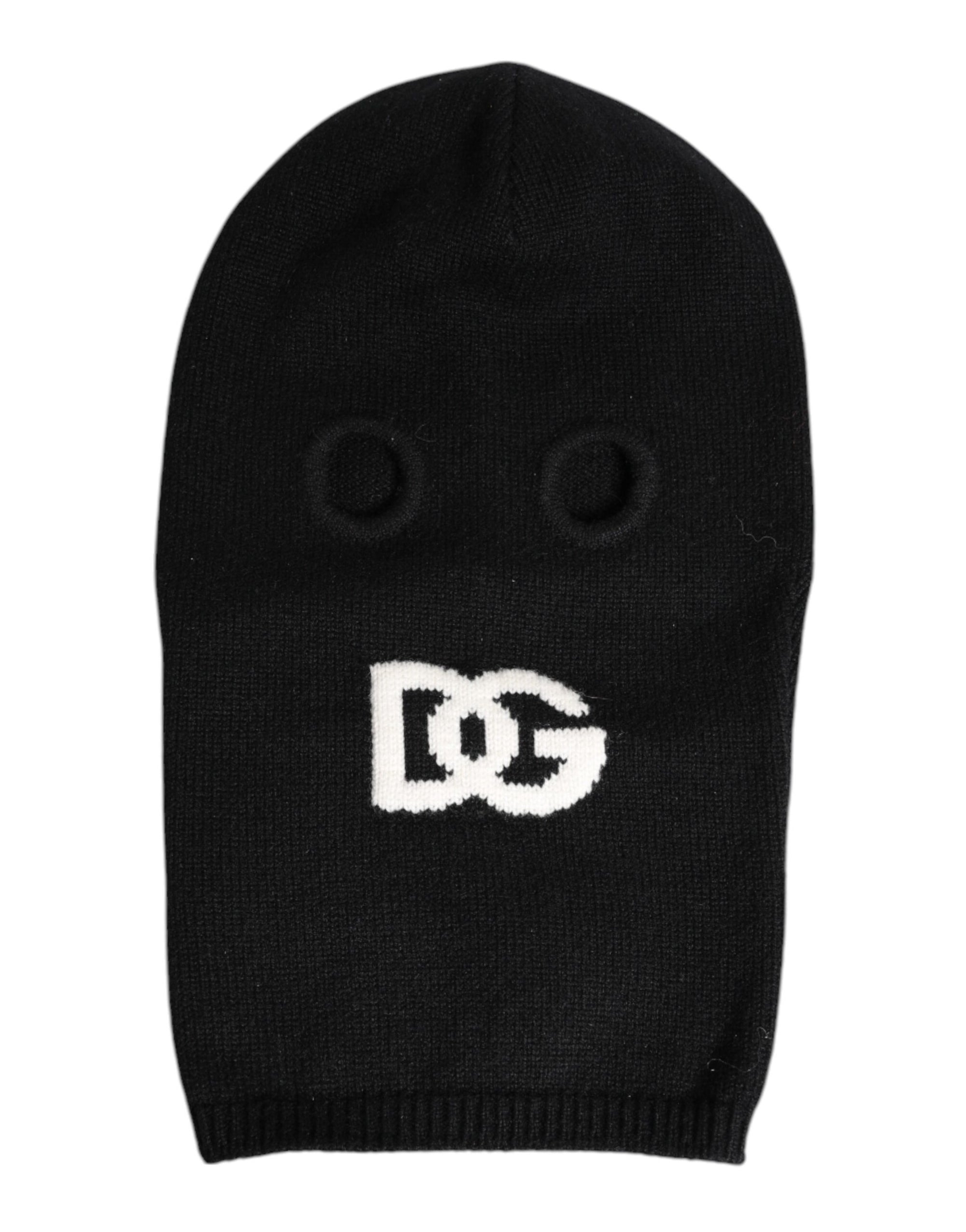 Dolce &amp; Gabbana Black Cashmere Knitted Ski Mask Balaclava Hat