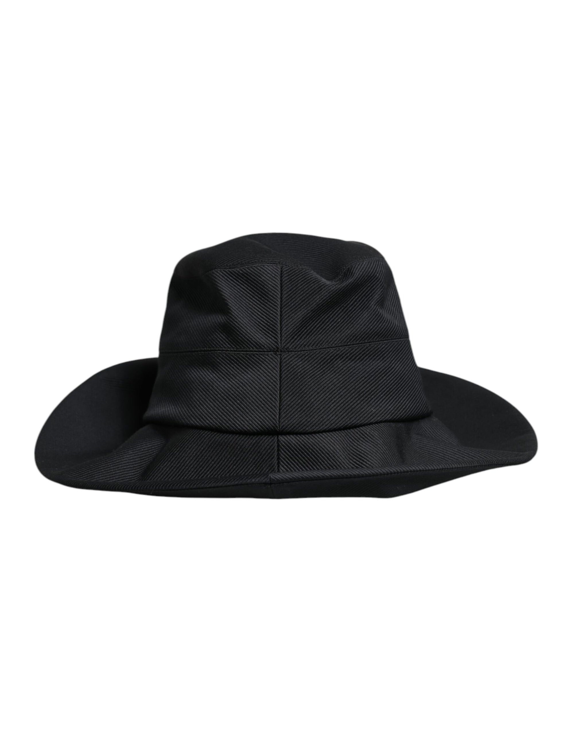 Chapeau Fedora à large bord en coton noir Dolce &amp; Gabbana