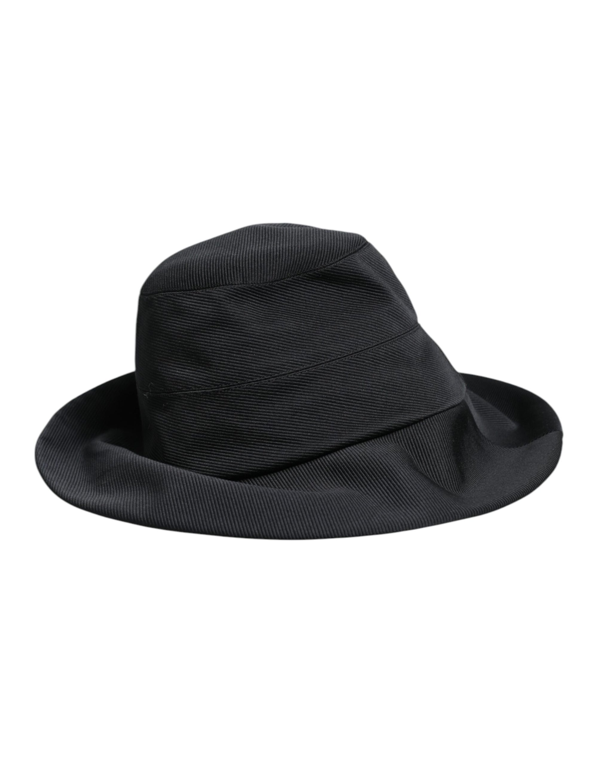 Chapeau Fedora à large bord en coton noir Dolce &amp; Gabbana