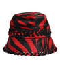 Chapeau seau à large bord en polyester à rayures noires et rouges Dolce & Gabbana