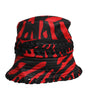 Chapeau seau à large bord en polyester à rayures noires et rouges Dolce & Gabbana