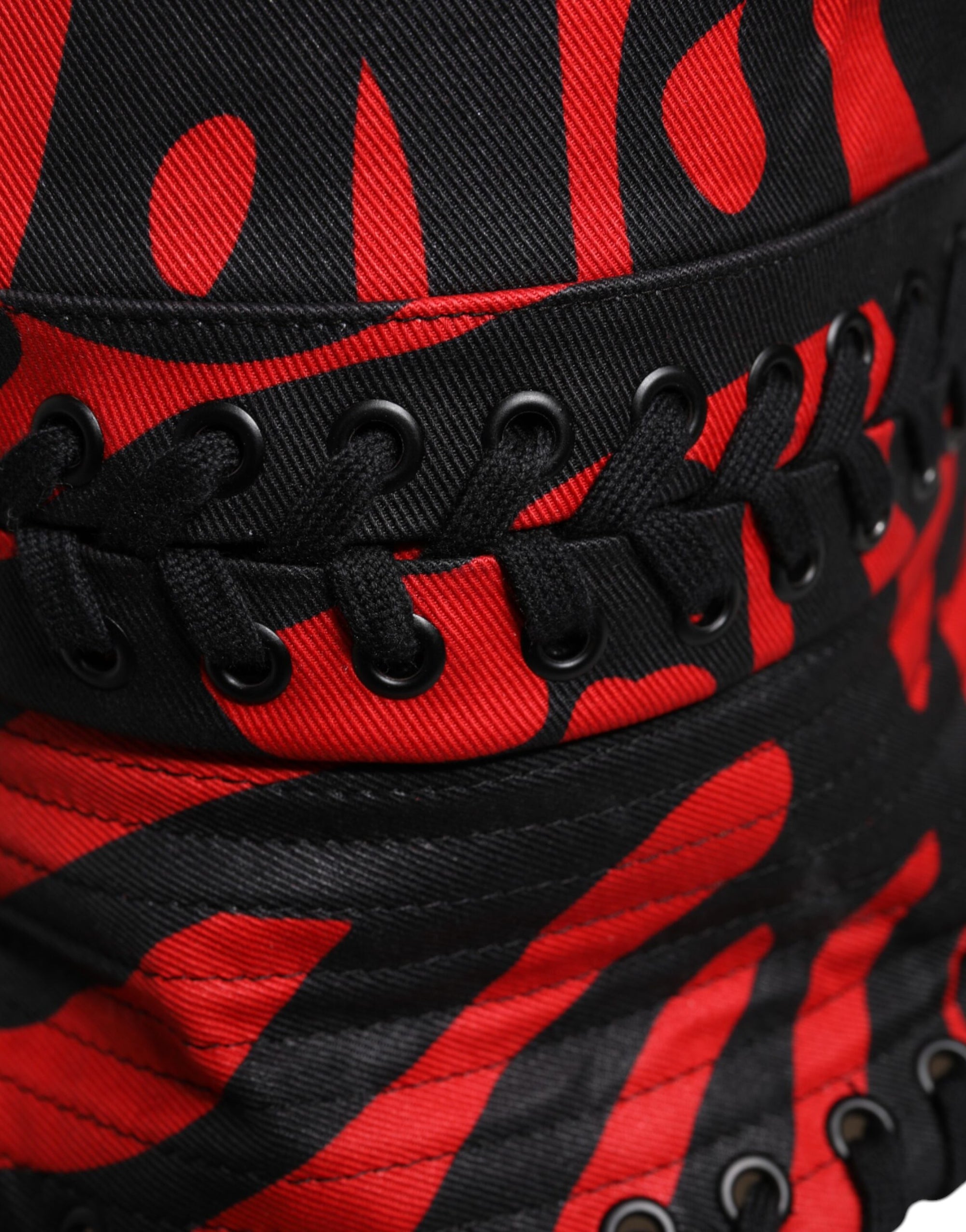 Chapeau seau à large bord en polyester à rayures noires et rouges Dolce & Gabbana