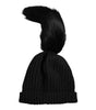 Bonnet d'hiver en fourrure tricotée acrylique noire Dolce & Gabbana
