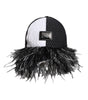 Dolce & Gabbana White Black Polka Dot Feathers Baseball Cap