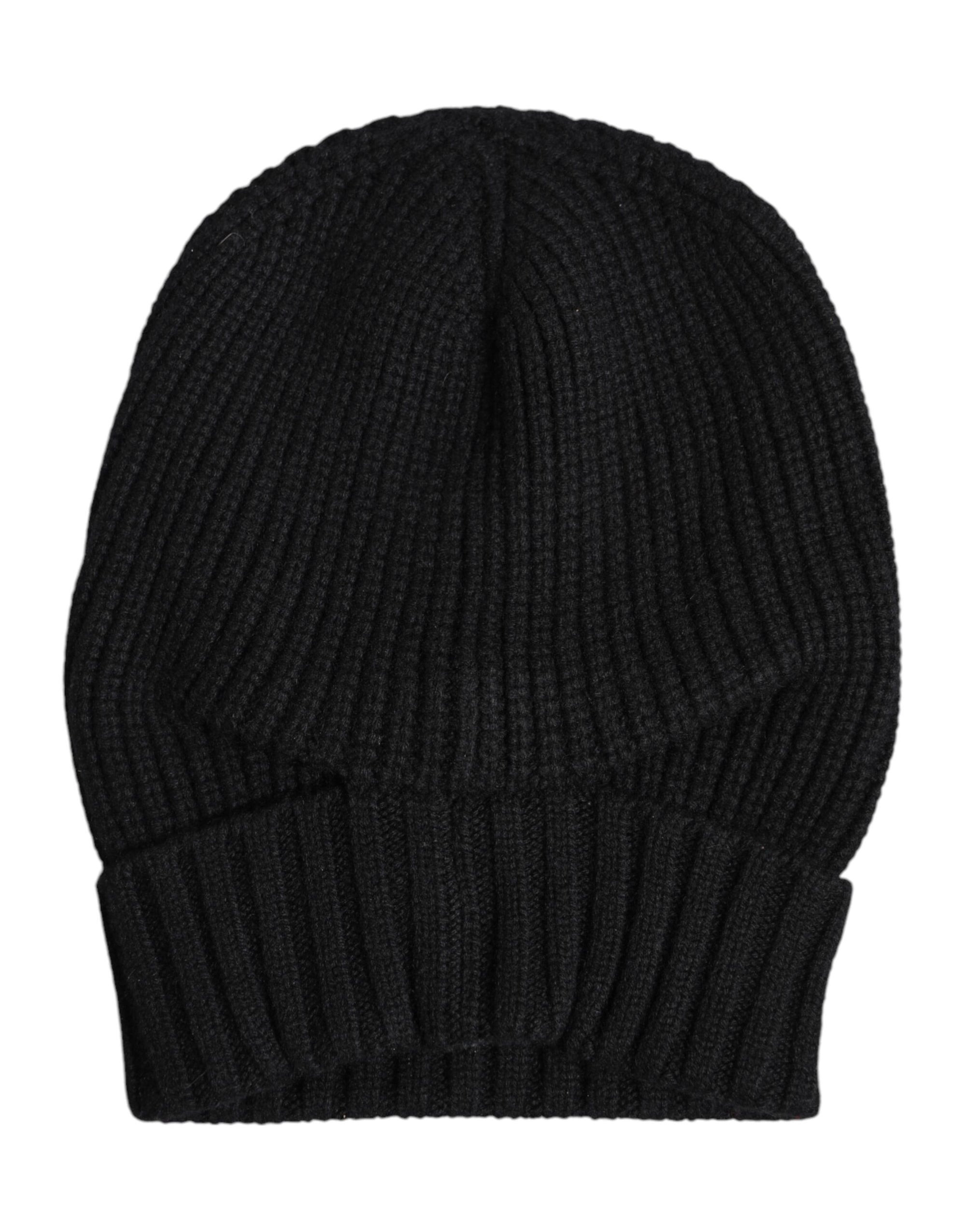 Bonnet d'hiver tricoté en cachemire noir Dolce &amp; Gabbana