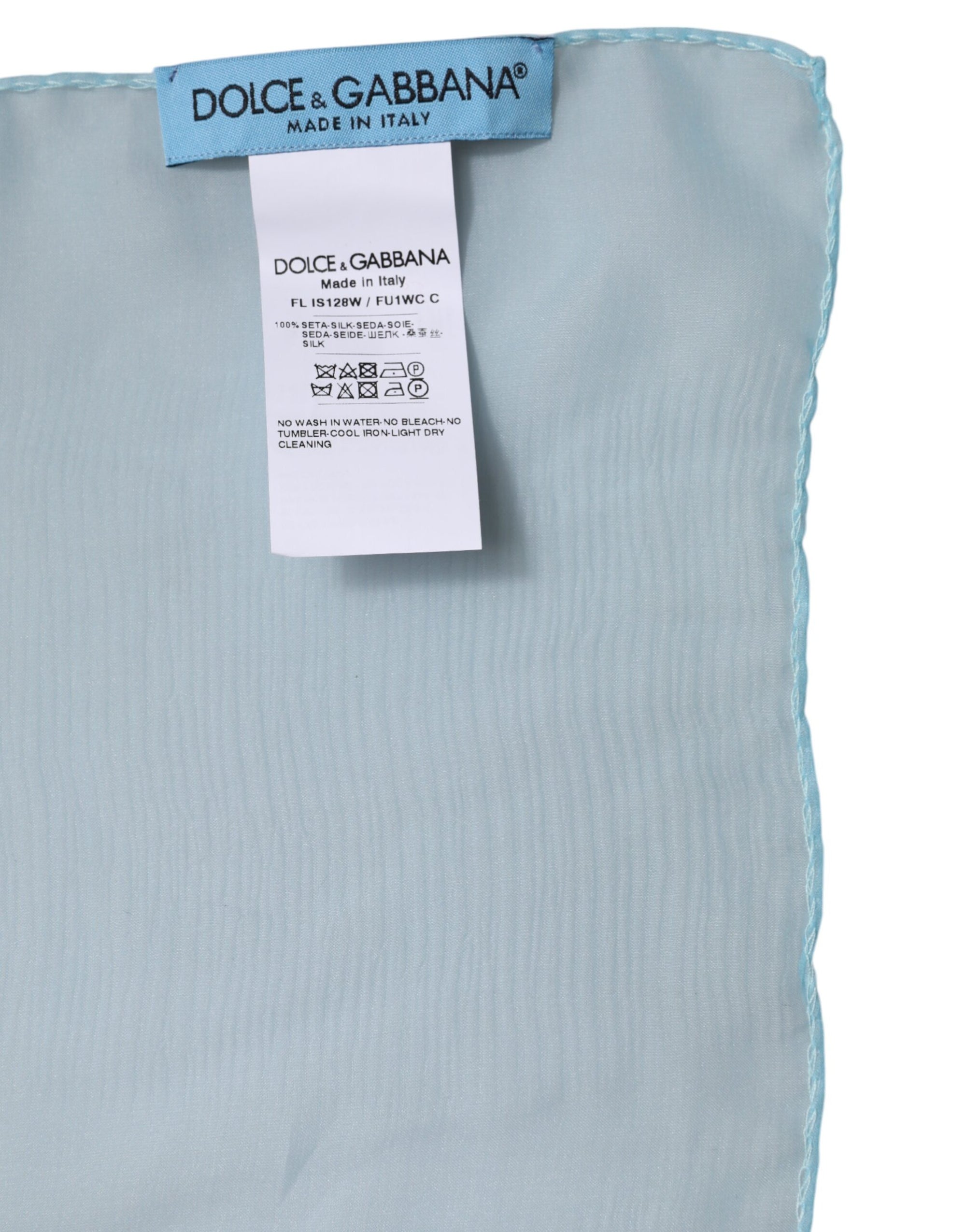 Foulard châle rectangulaire en soie bleu clair Dolce &amp; Gabbana