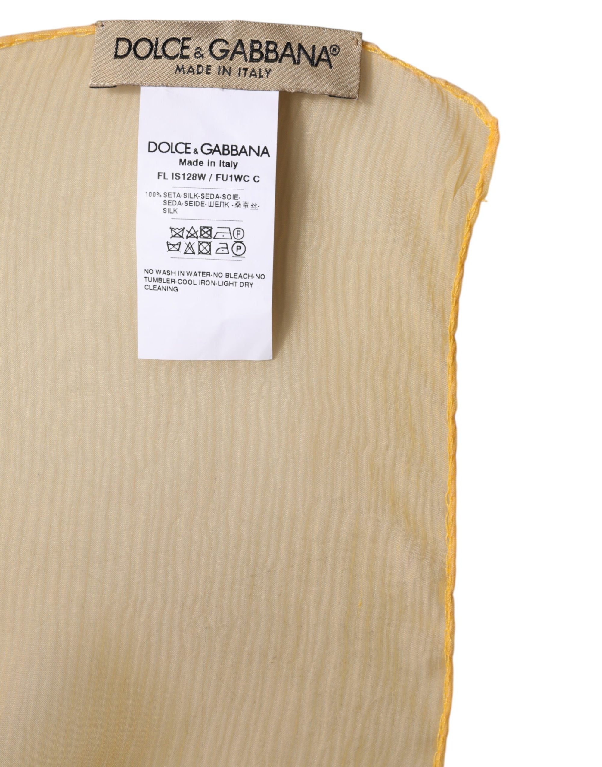 Foulard châle rectangulaire en soie jaune Dolce &amp; Gabbana