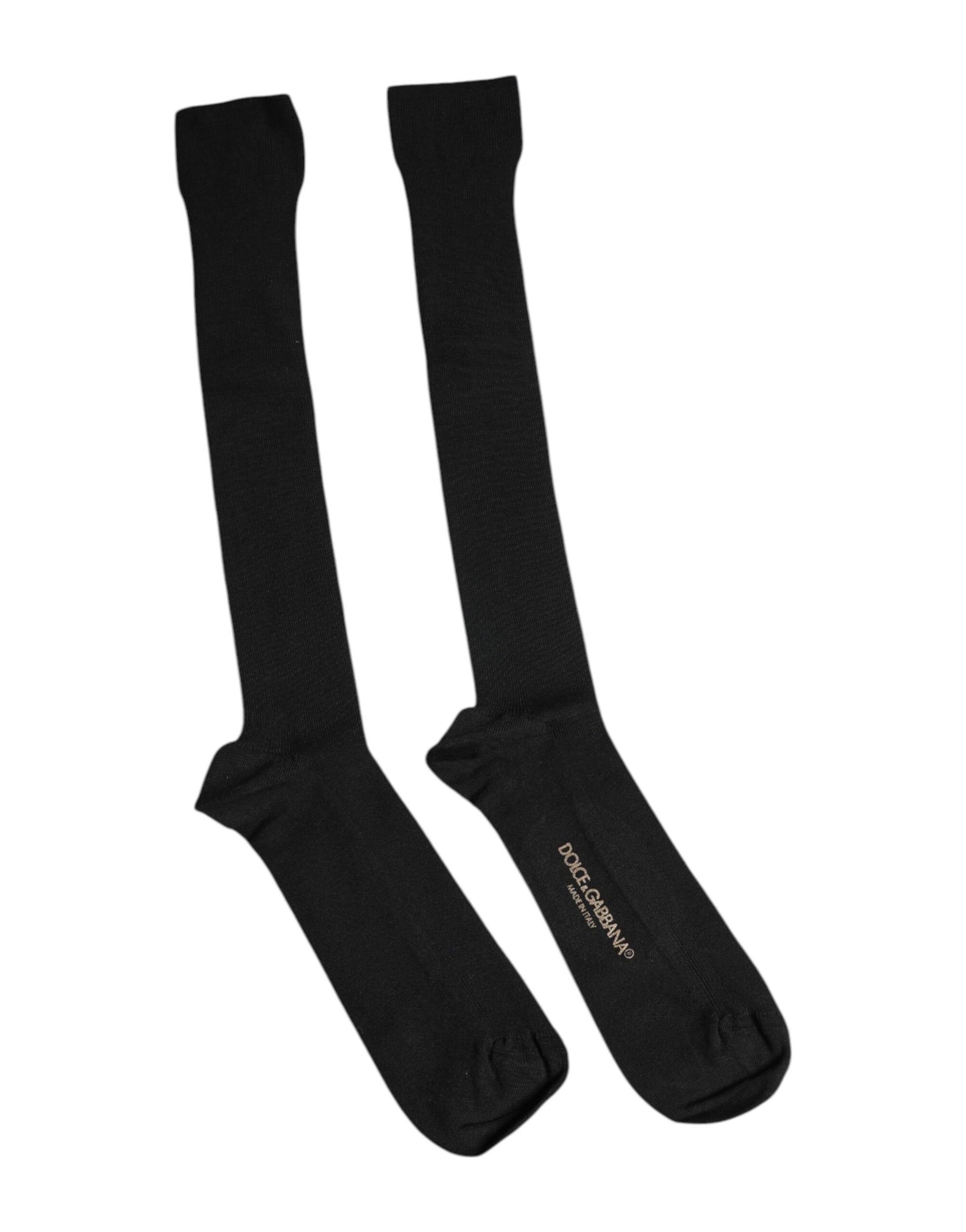 Chaussettes mi-mollet noires à logo en viscose Dolce & Gabbana