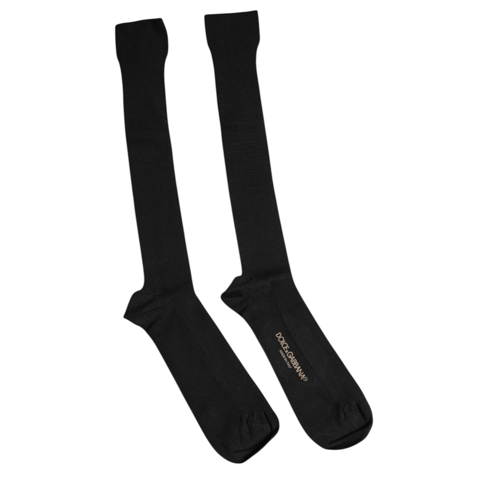 Chaussettes mi-mollet noires à logo en viscose Dolce & Gabbana