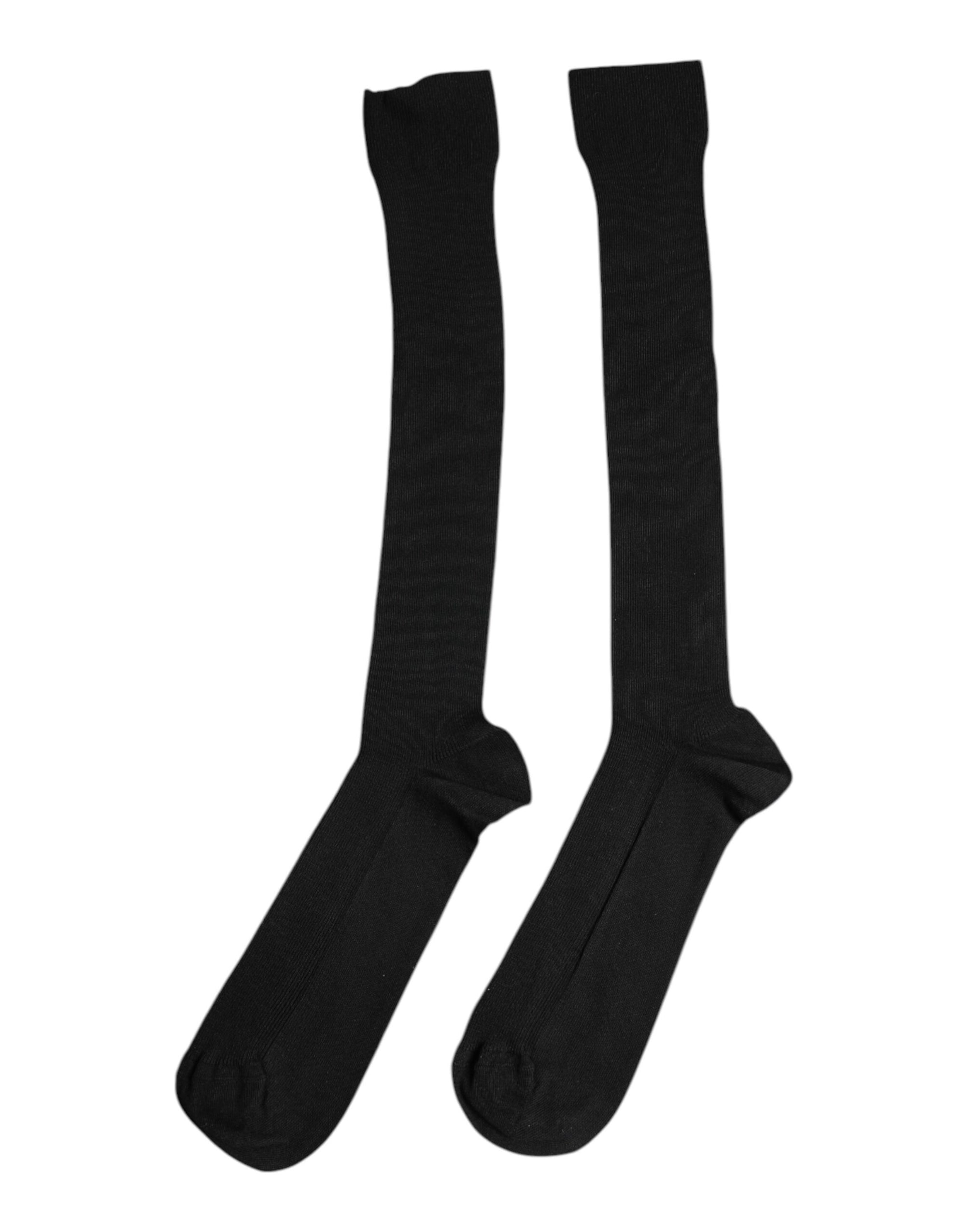 Chaussettes mi-mollet noires à logo en viscose Dolce & Gabbana