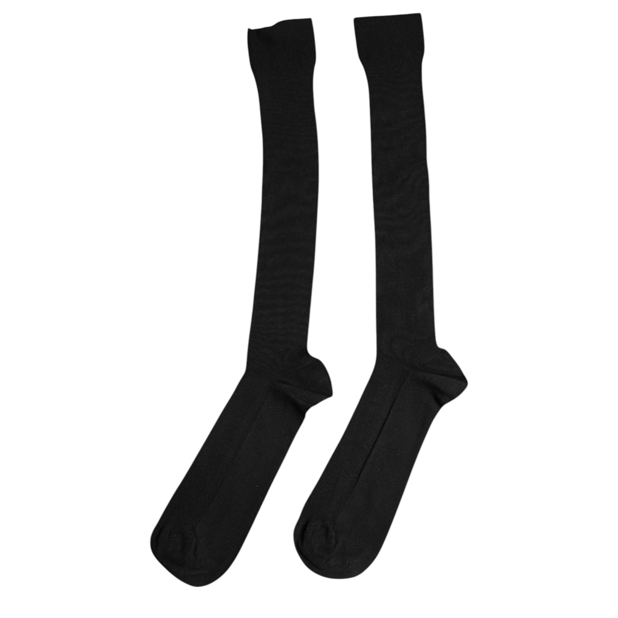 Chaussettes mi-mollet noires à logo en viscose Dolce & Gabbana