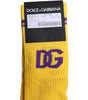 Chaussettes mi-mollet en coton jaune Dolce & Gabbana avec logo DG