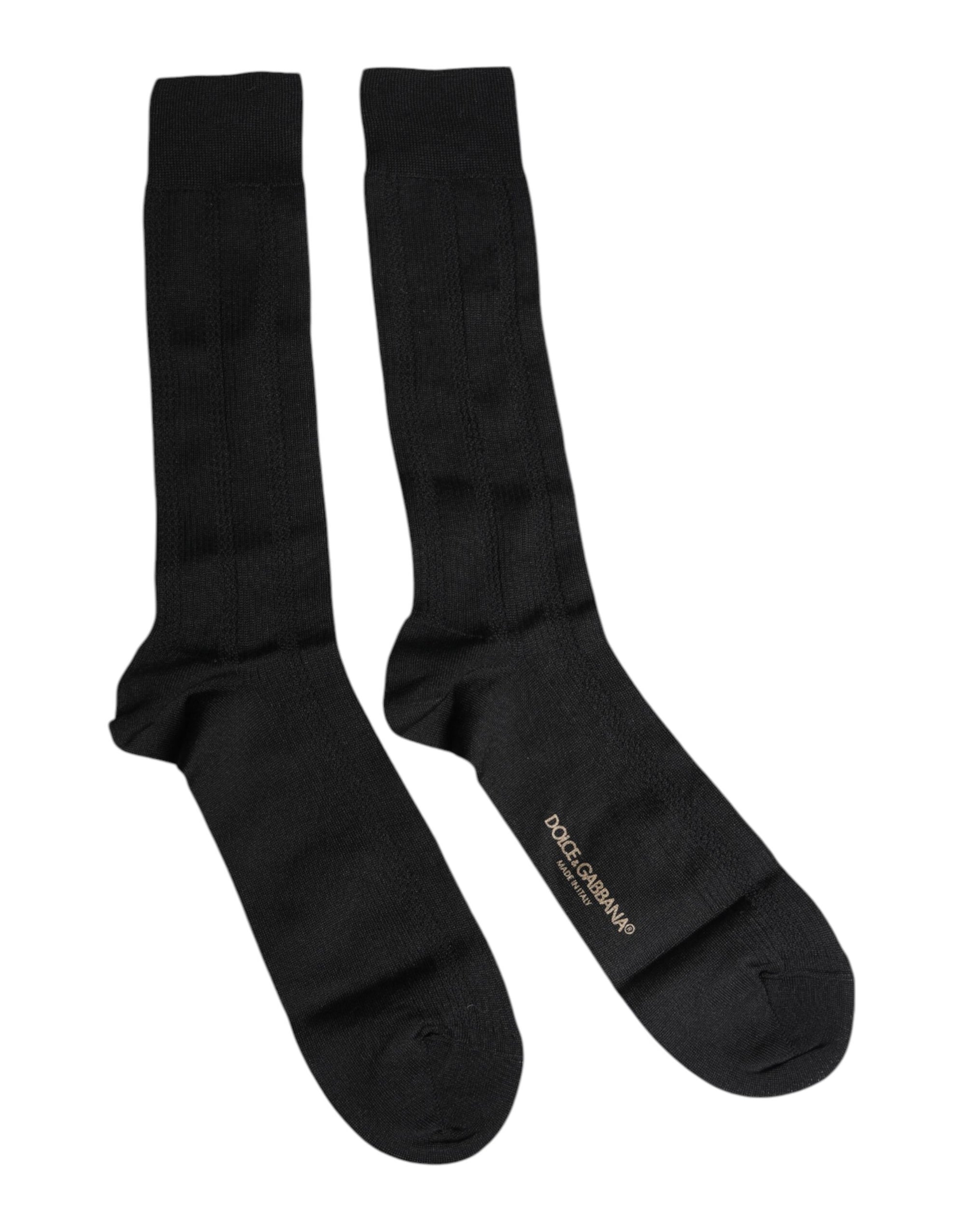Chaussettes mi-mollet noires extensibles à logo Dolce &amp; Gabbana pour homme