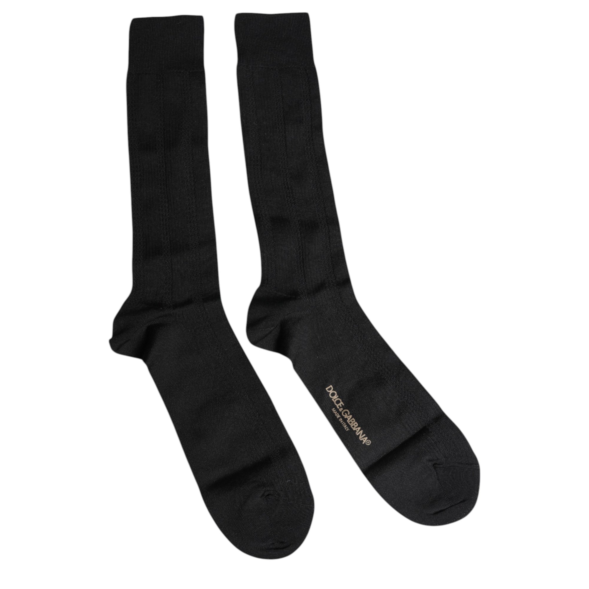 Chaussettes mi-mollet noires extensibles à logo Dolce &amp; Gabbana pour homme