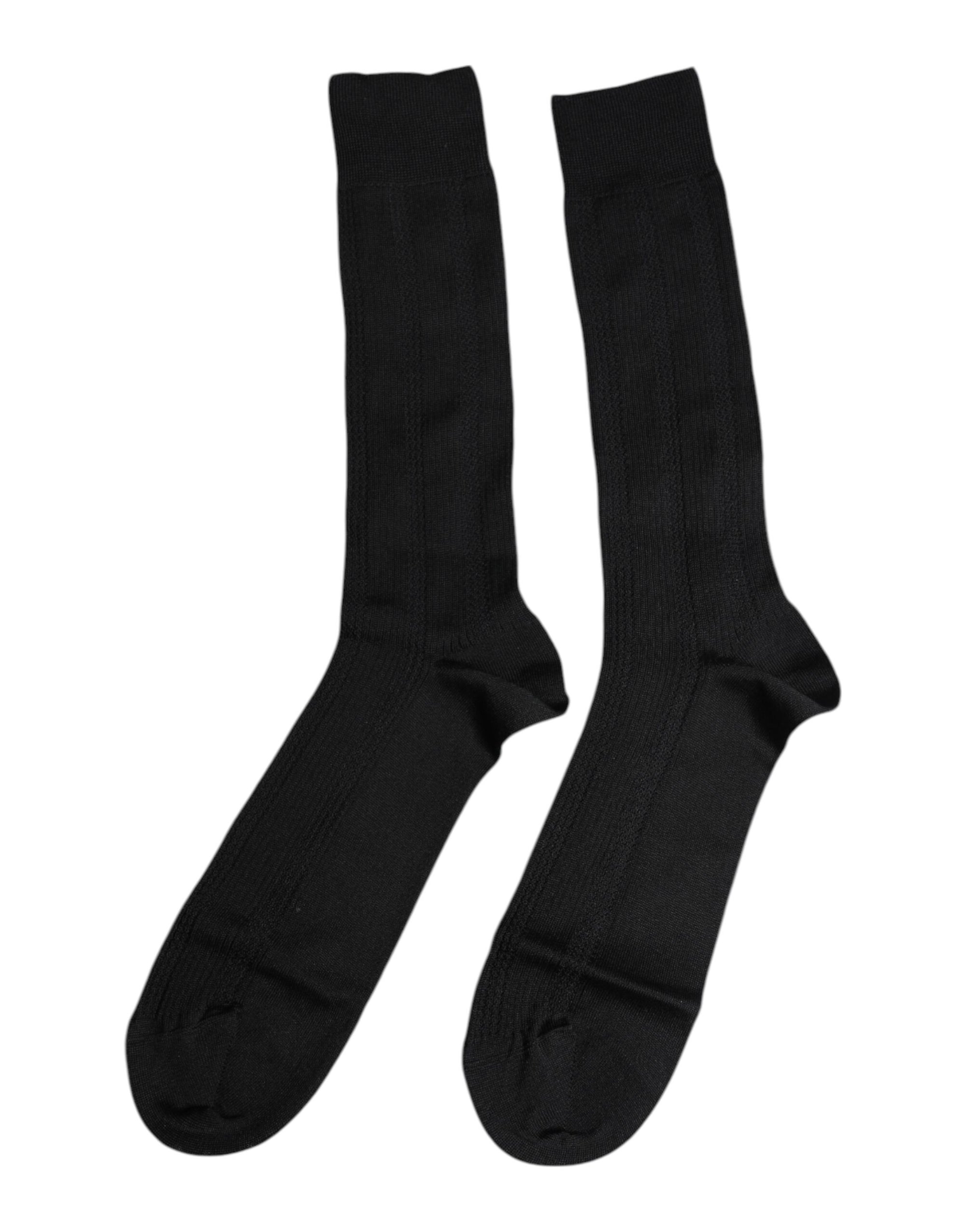 Chaussettes mi-mollet noires extensibles à logo Dolce &amp; Gabbana pour homme