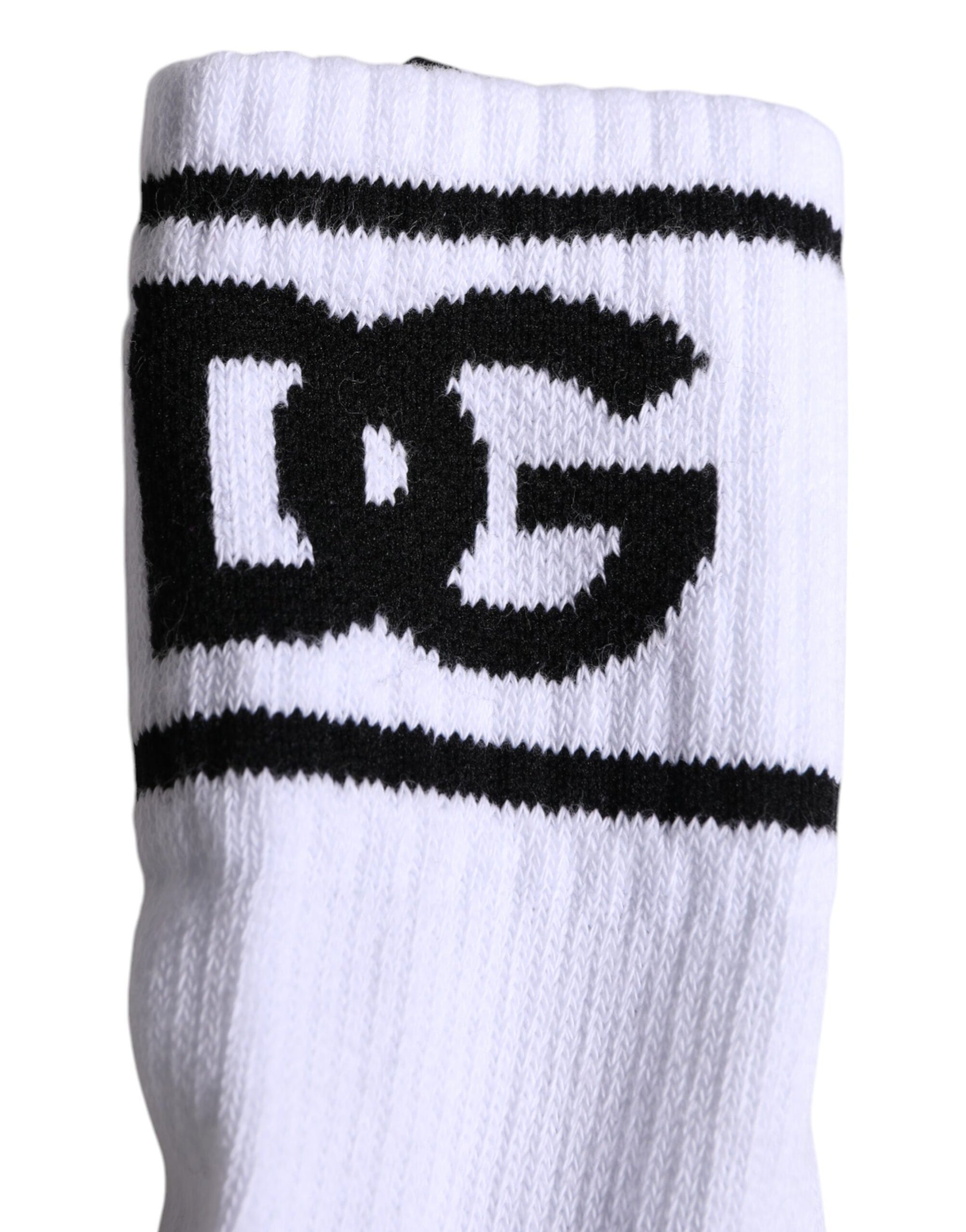 Chaussettes ouvertes Dolce & Gabbana en coton blanc avec logo DG imprimé