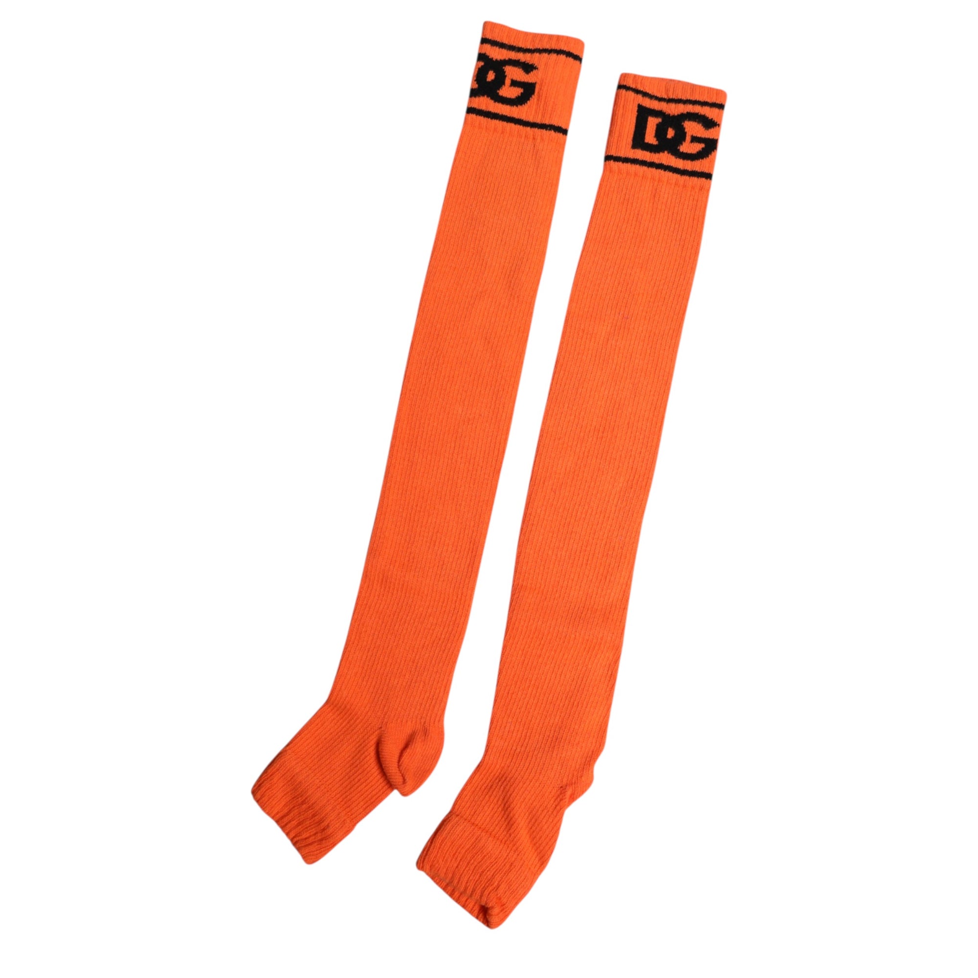Chaussettes à bout ouvert en coton orange Dolce & Gabbana avec logo DG imprimé