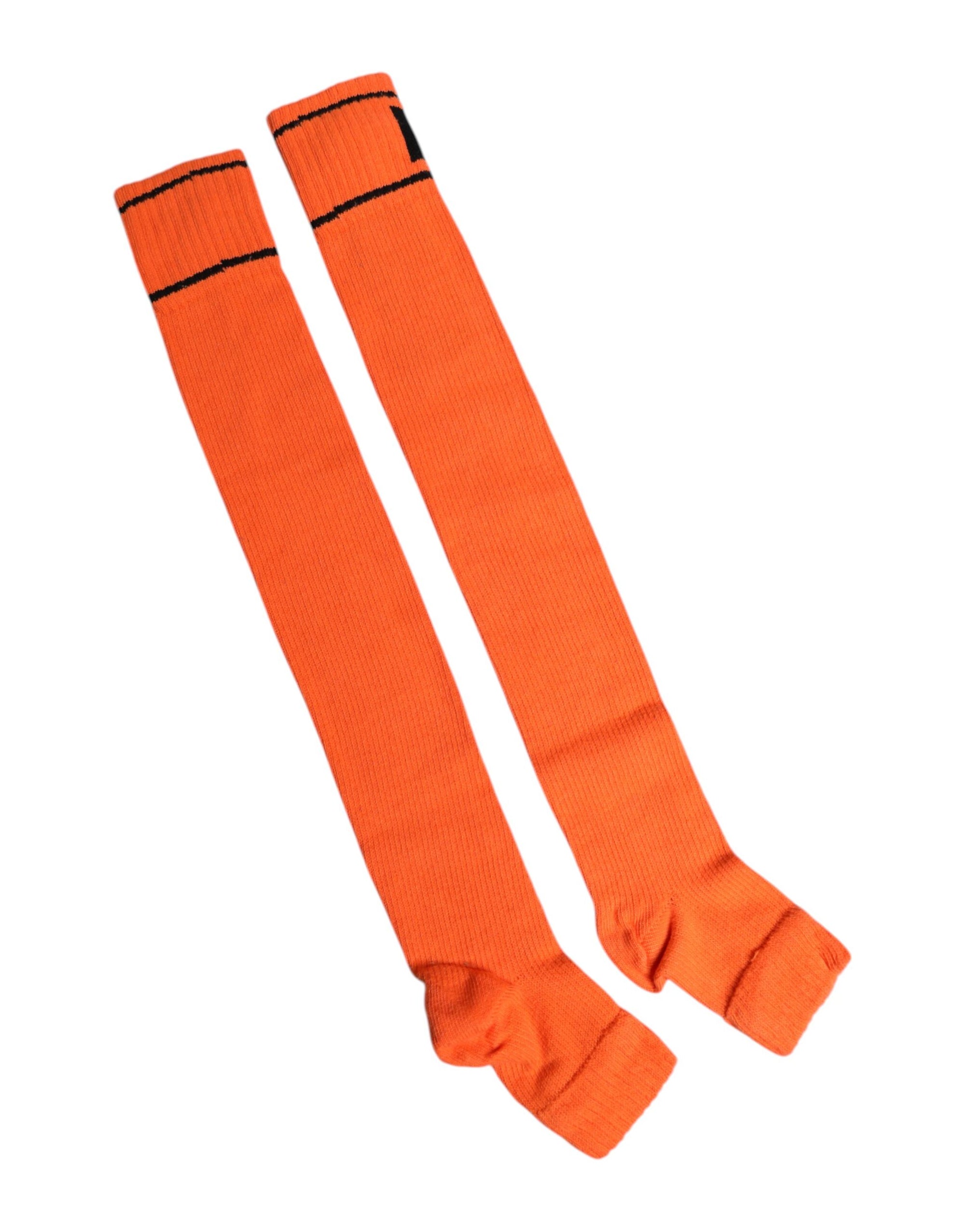 Chaussettes à bout ouvert en coton orange Dolce & Gabbana avec logo DG imprimé