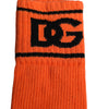 Chaussettes à bout ouvert en coton orange Dolce & Gabbana avec logo DG imprimé