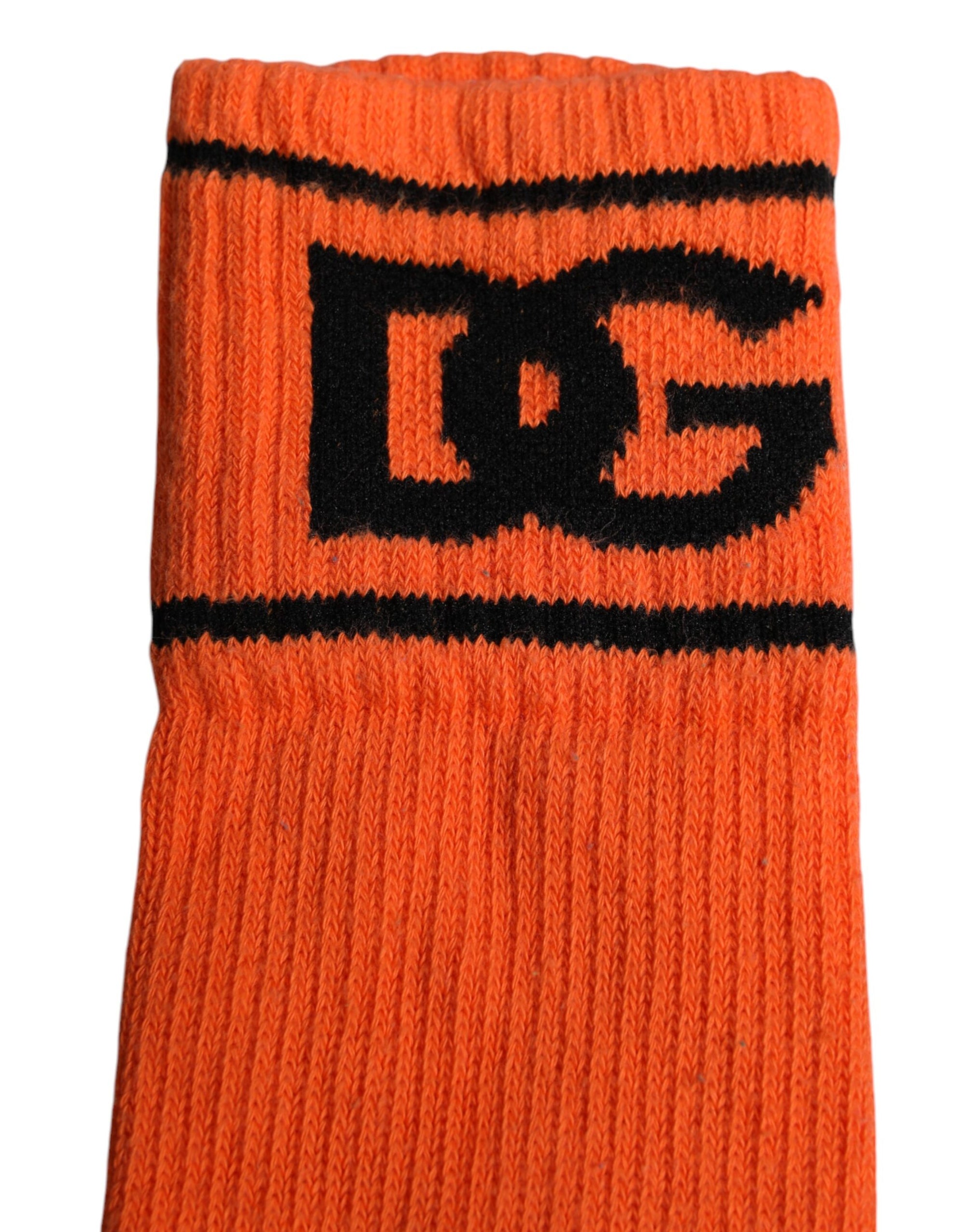 Chaussettes à bout ouvert en coton orange Dolce & Gabbana avec logo DG imprimé