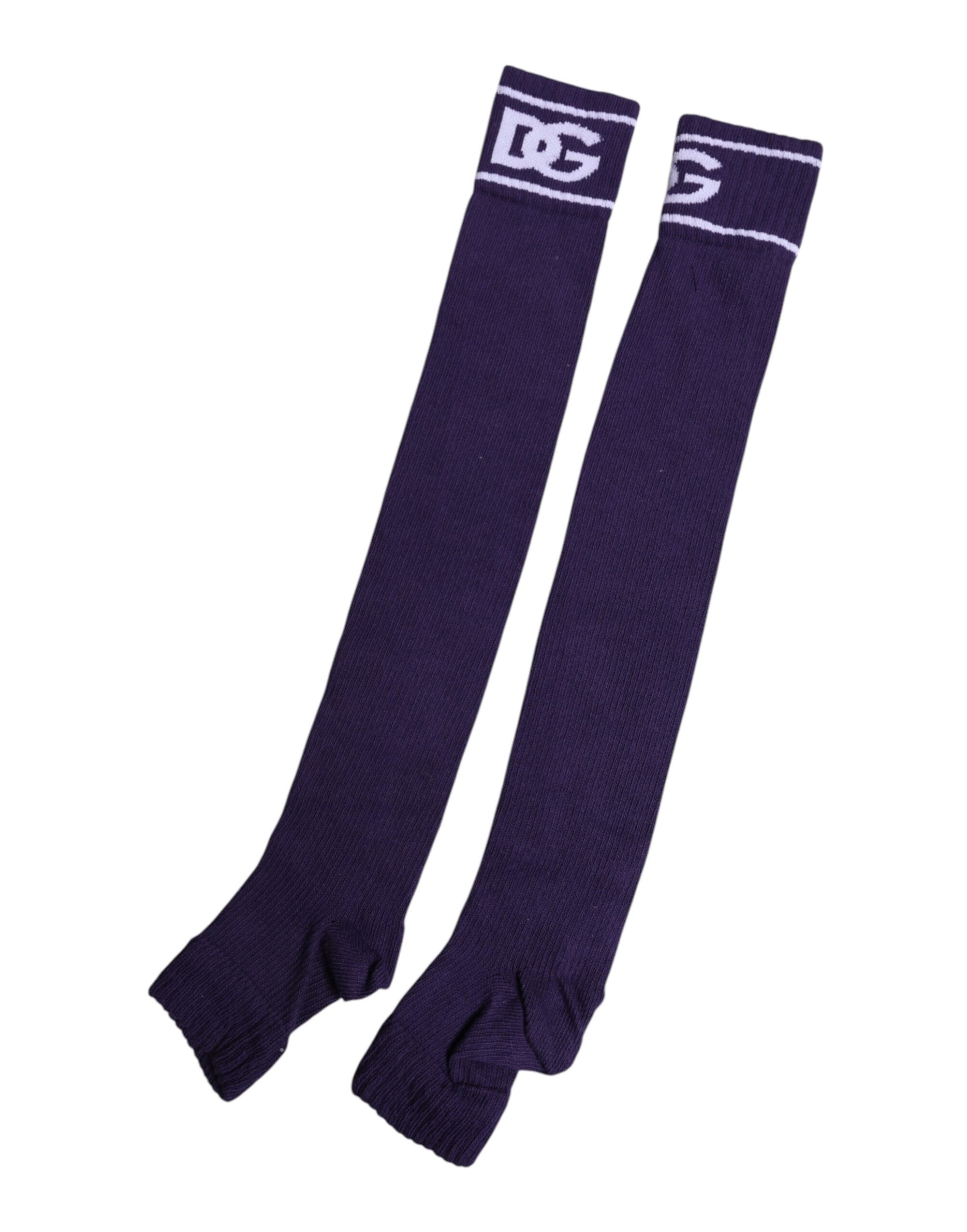 Chaussettes ouvertes Dolce & Gabbana en coton violet avec logo DG imprimé