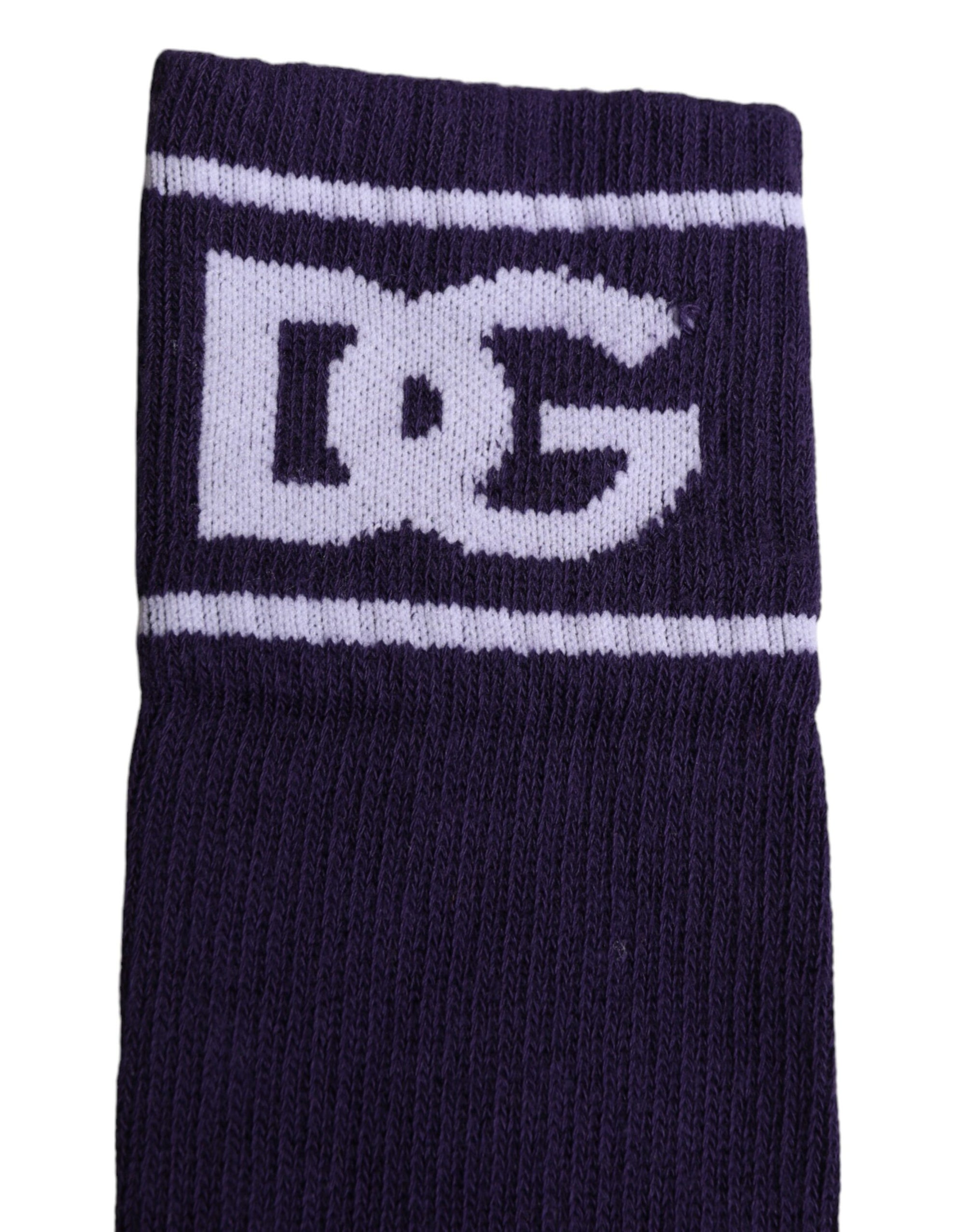 Chaussettes ouvertes Dolce & Gabbana en coton violet avec logo DG imprimé
