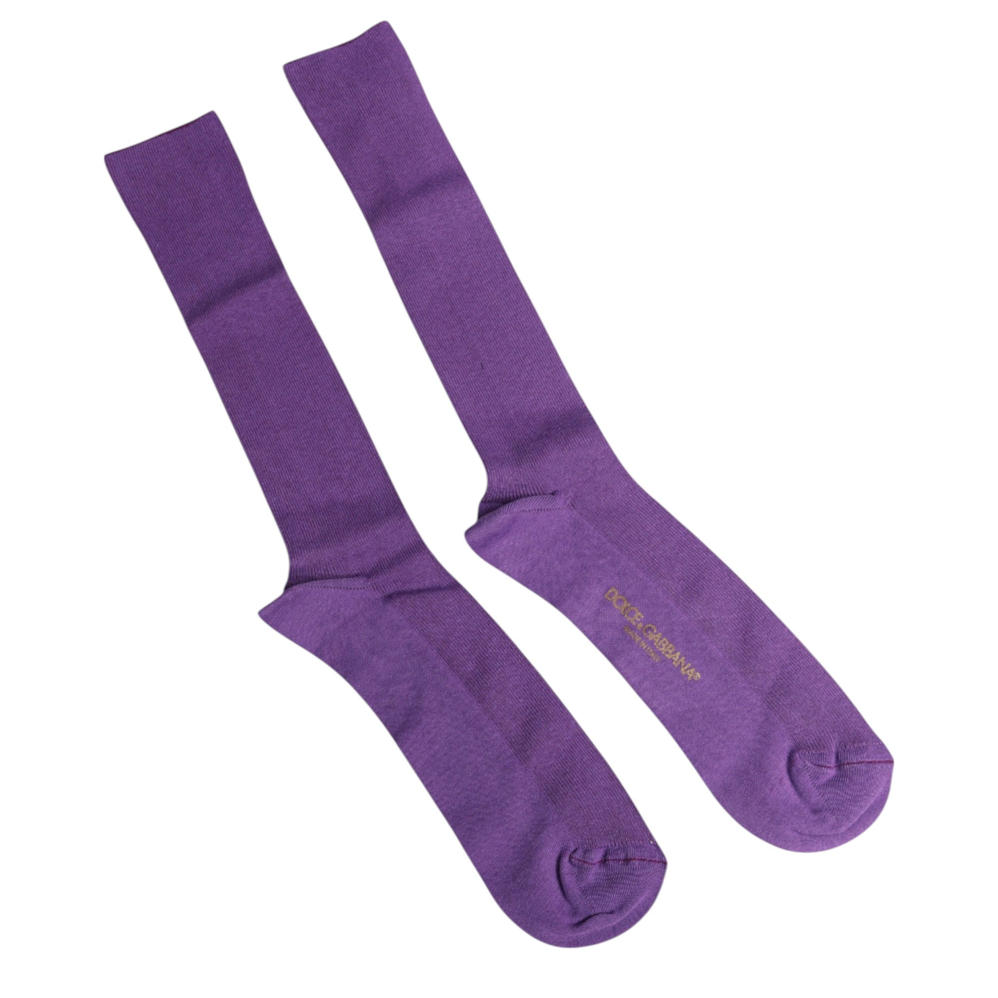 Chaussettes mi-mollet en coton violet avec logo Dolce & Gabbana