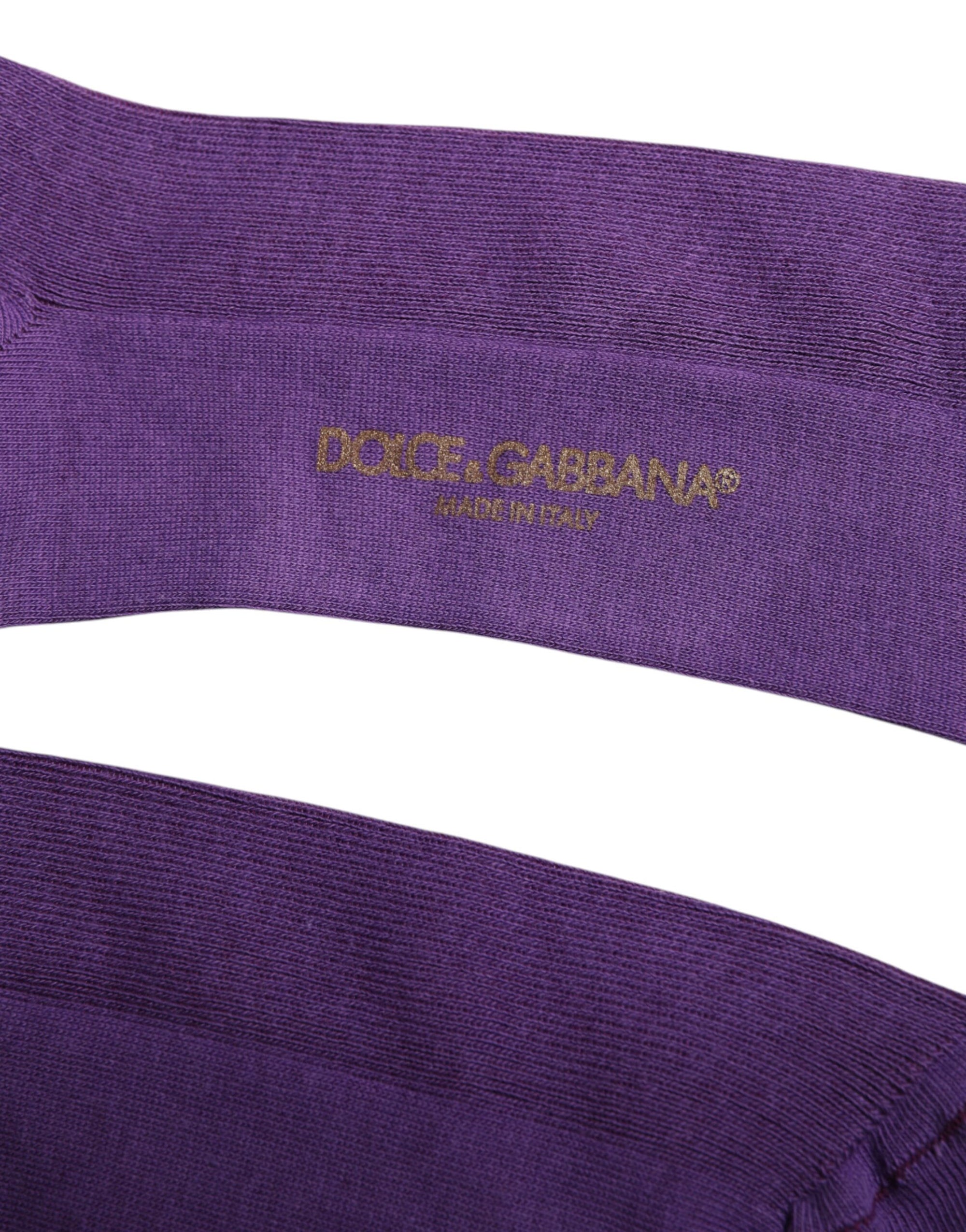 Chaussettes mi-mollet en coton violet avec logo Dolce & Gabbana