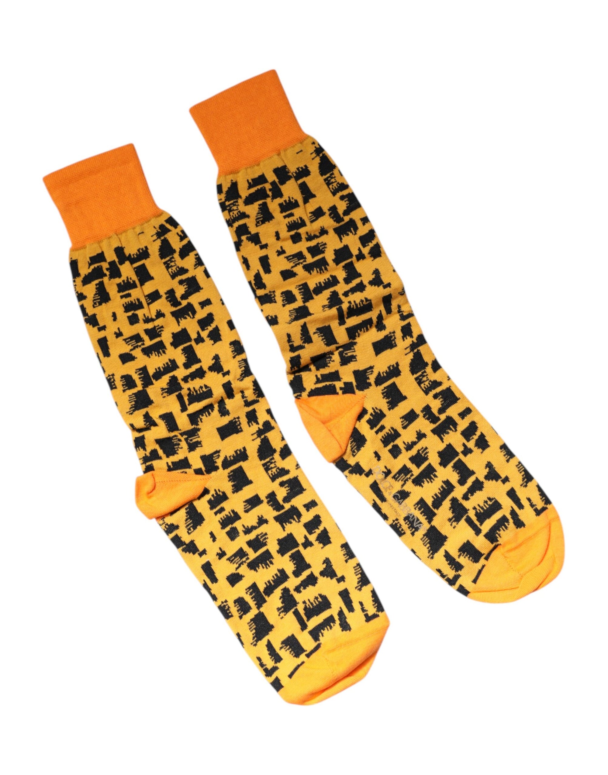 Chaussettes mi-mollet jaunes et noires pour homme Dolce & Gabbana