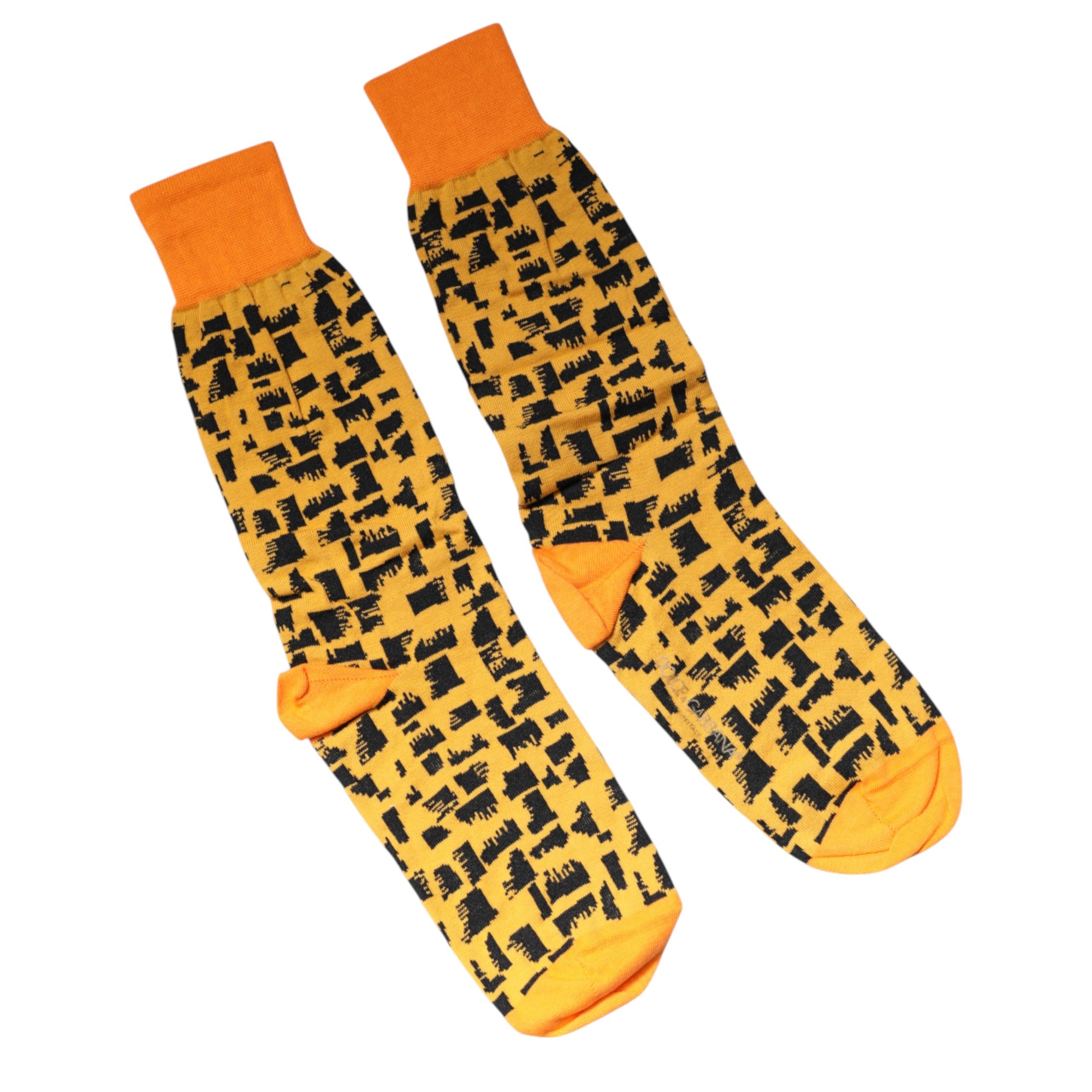 Chaussettes mi-mollet jaunes et noires pour homme Dolce & Gabbana