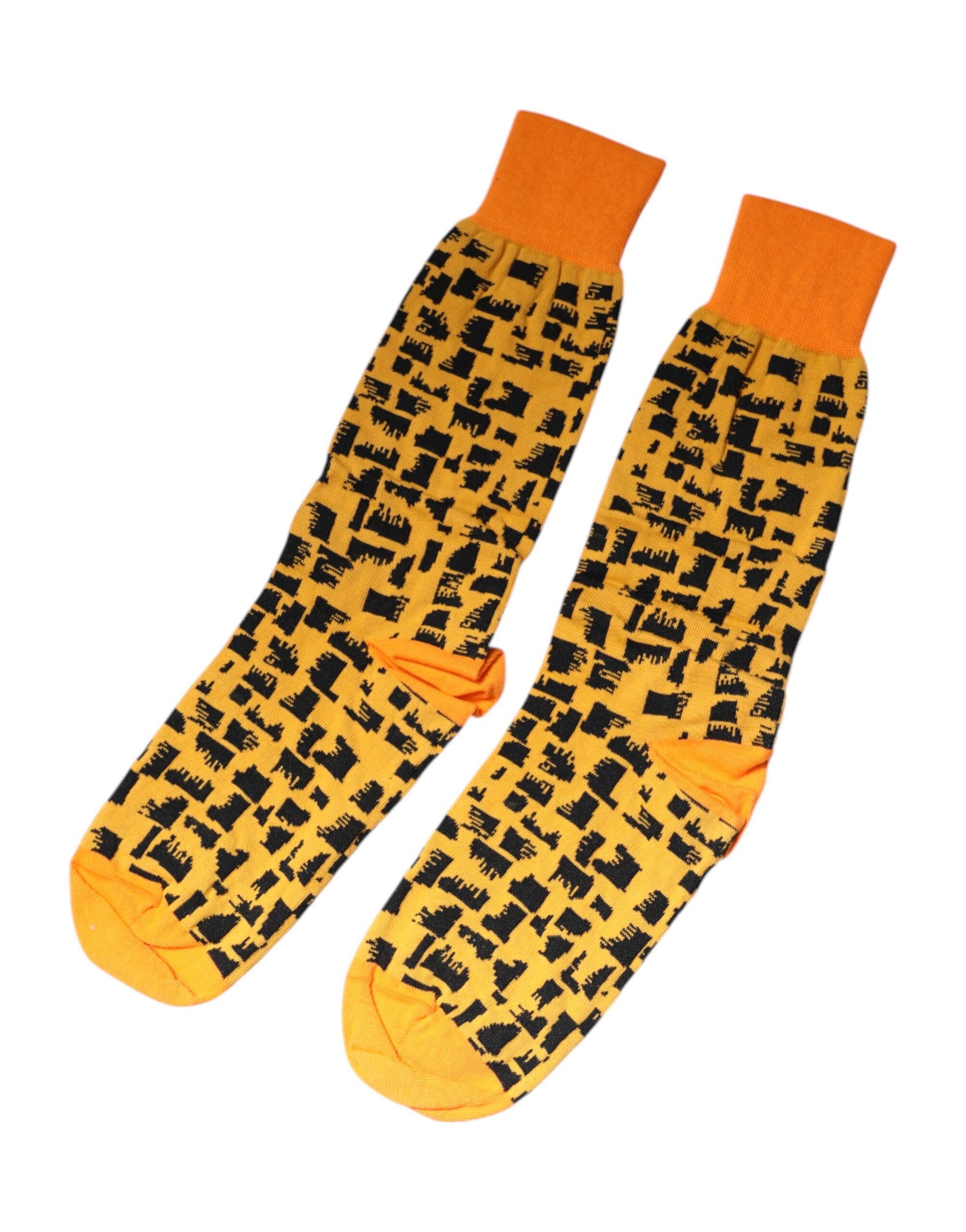 Chaussettes mi-mollet jaunes et noires pour homme Dolce & Gabbana