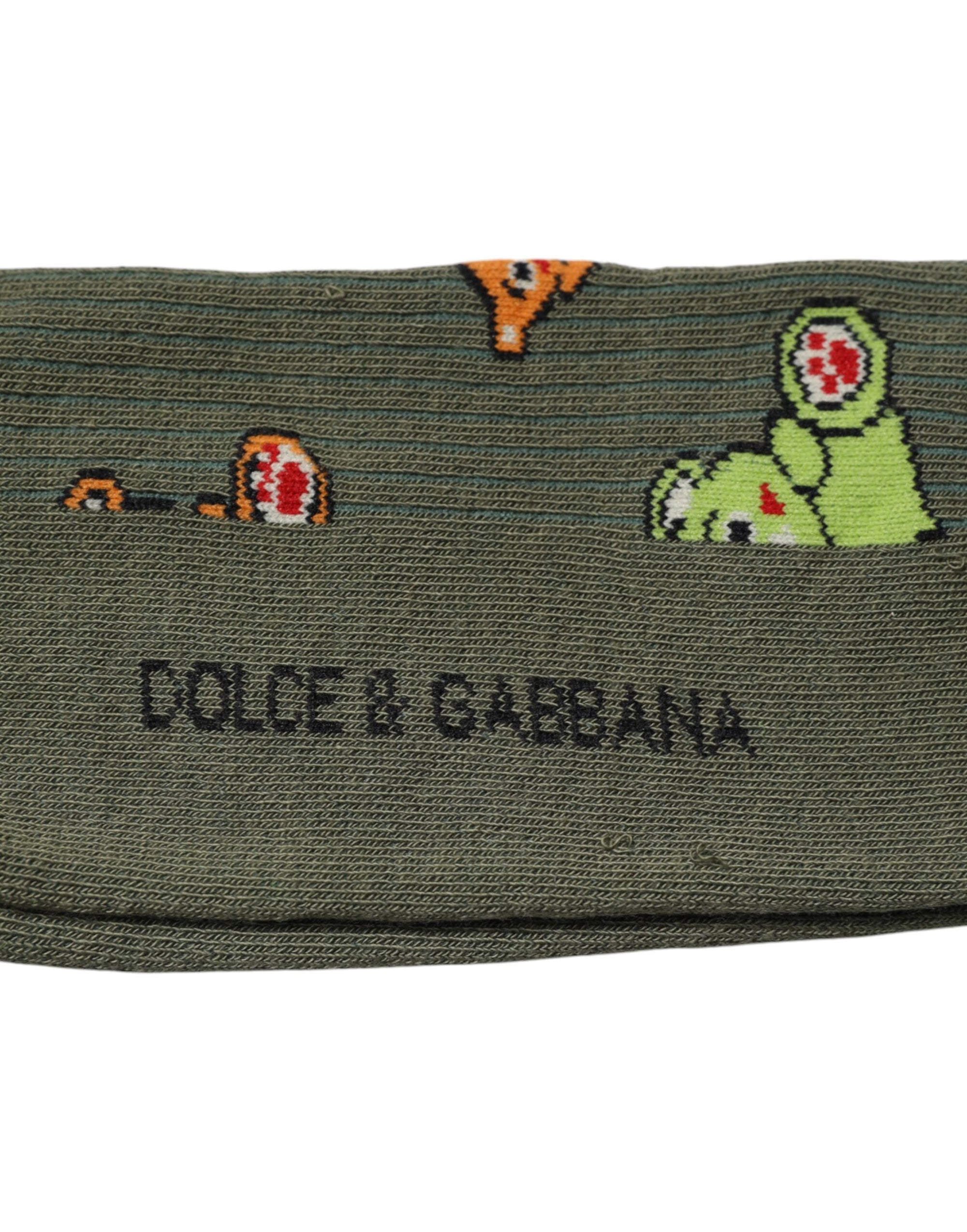 Chaussettes mi-mollet imprimées DG Bear en nylon vert Dolce & Gabbana